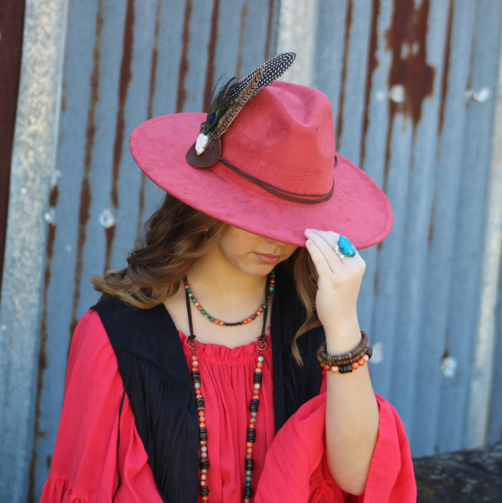 **Multi-Colored Turquoise Necklace with Wood Beads & Leather Tassel 236B
