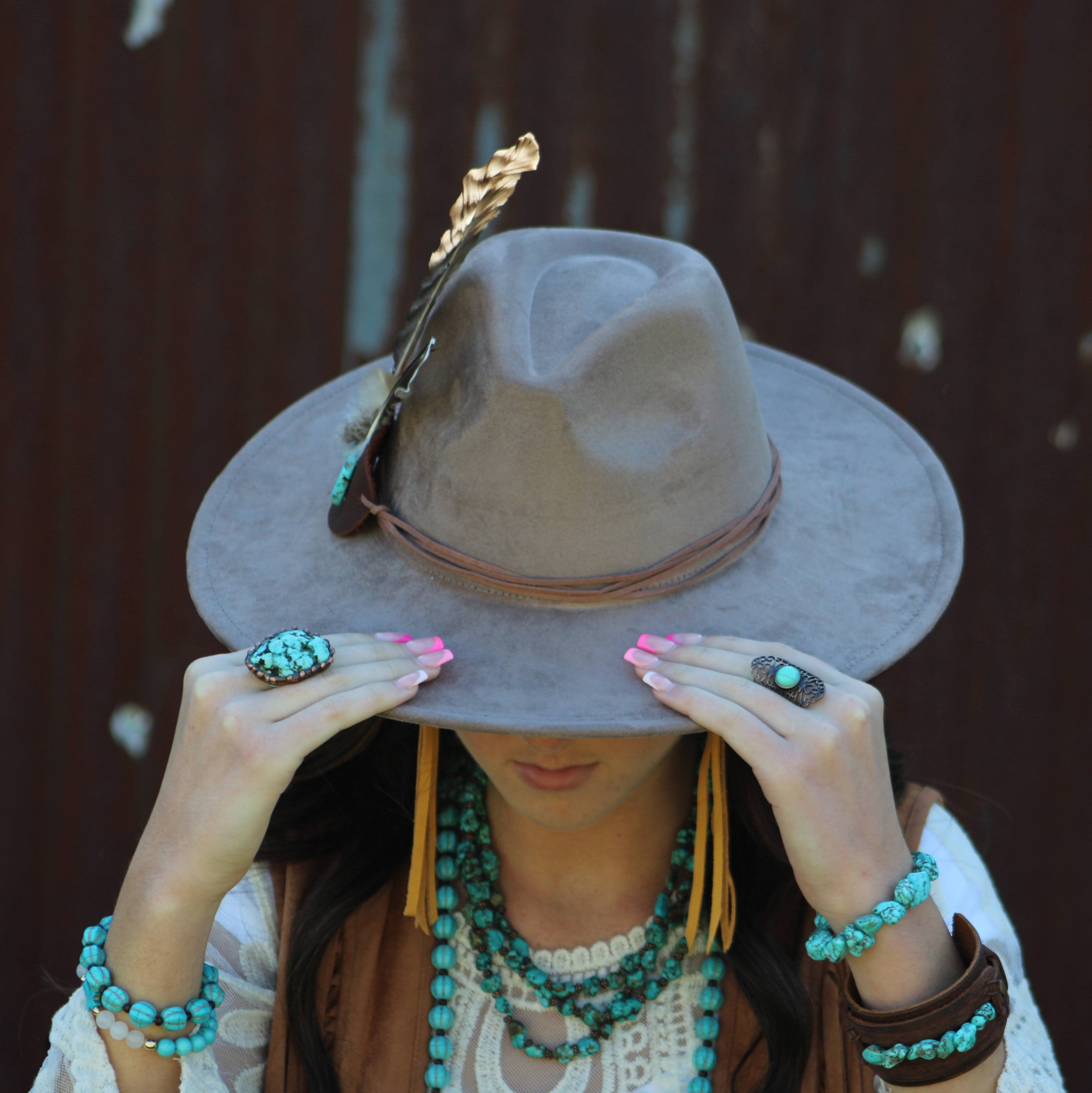 Genuine Leather Wide Cuff with Blue Turquoise Chunks 001z