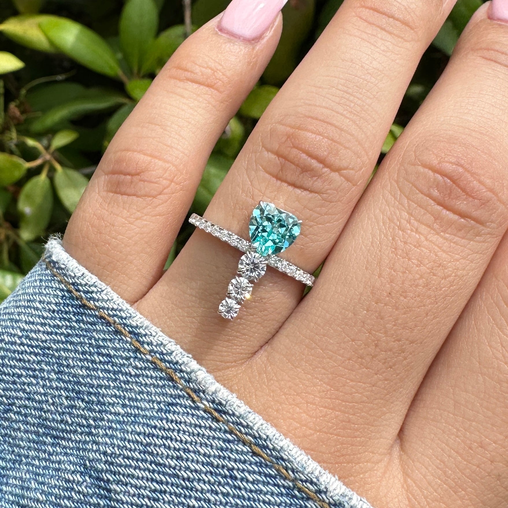 Heart & Round Cut Moissanite Ring