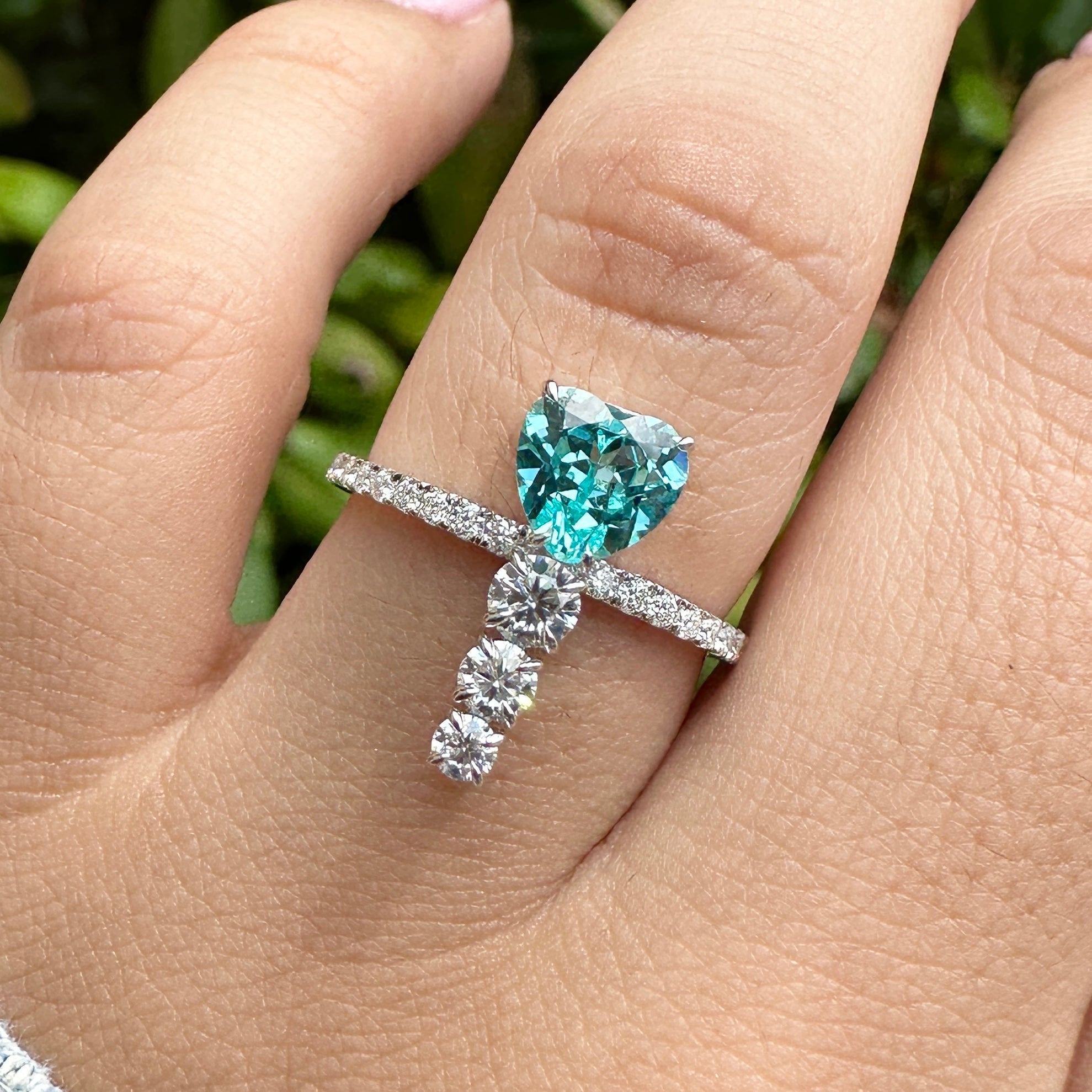 Heart & Round Cut Moissanite Ring