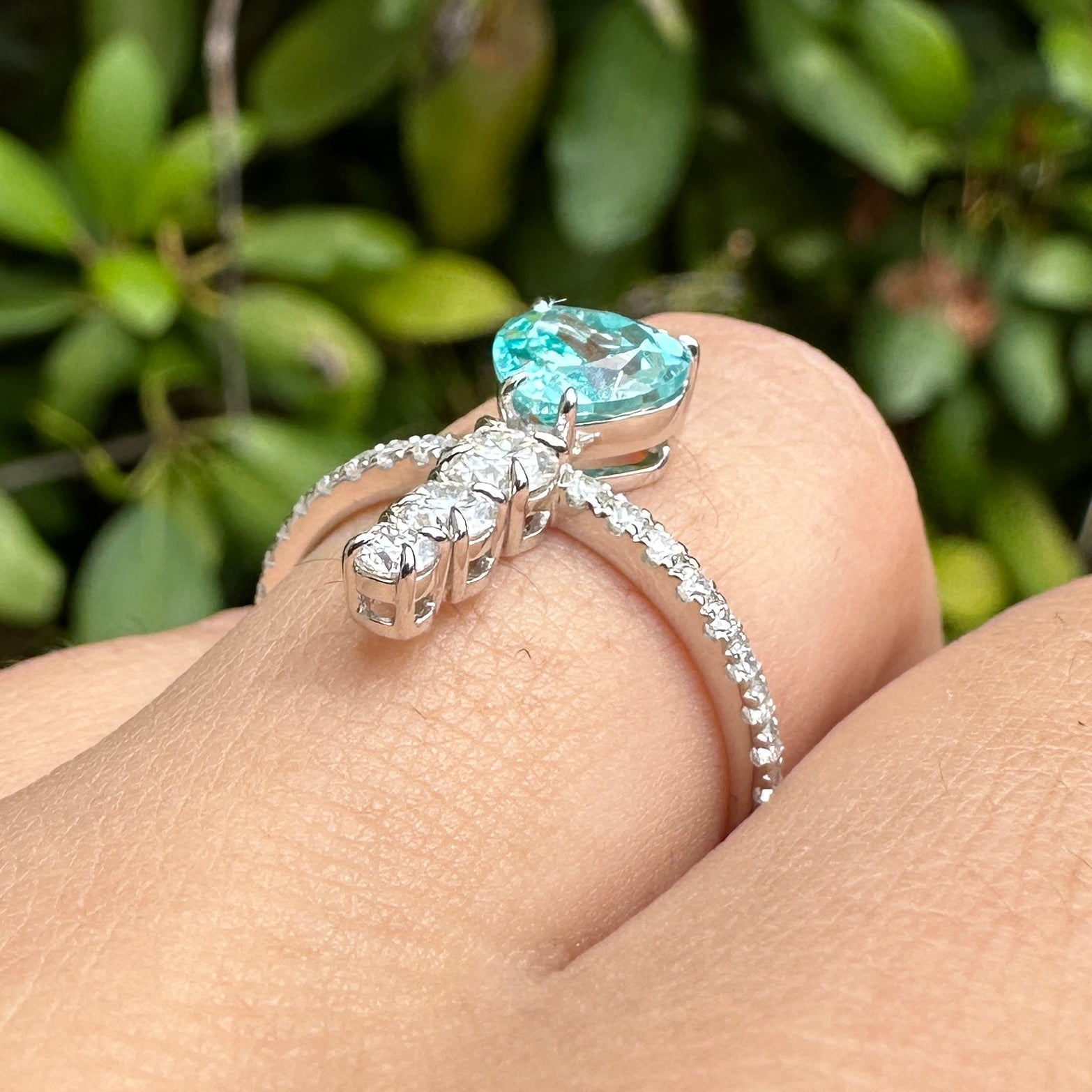 Heart & Round Cut Moissanite Ring