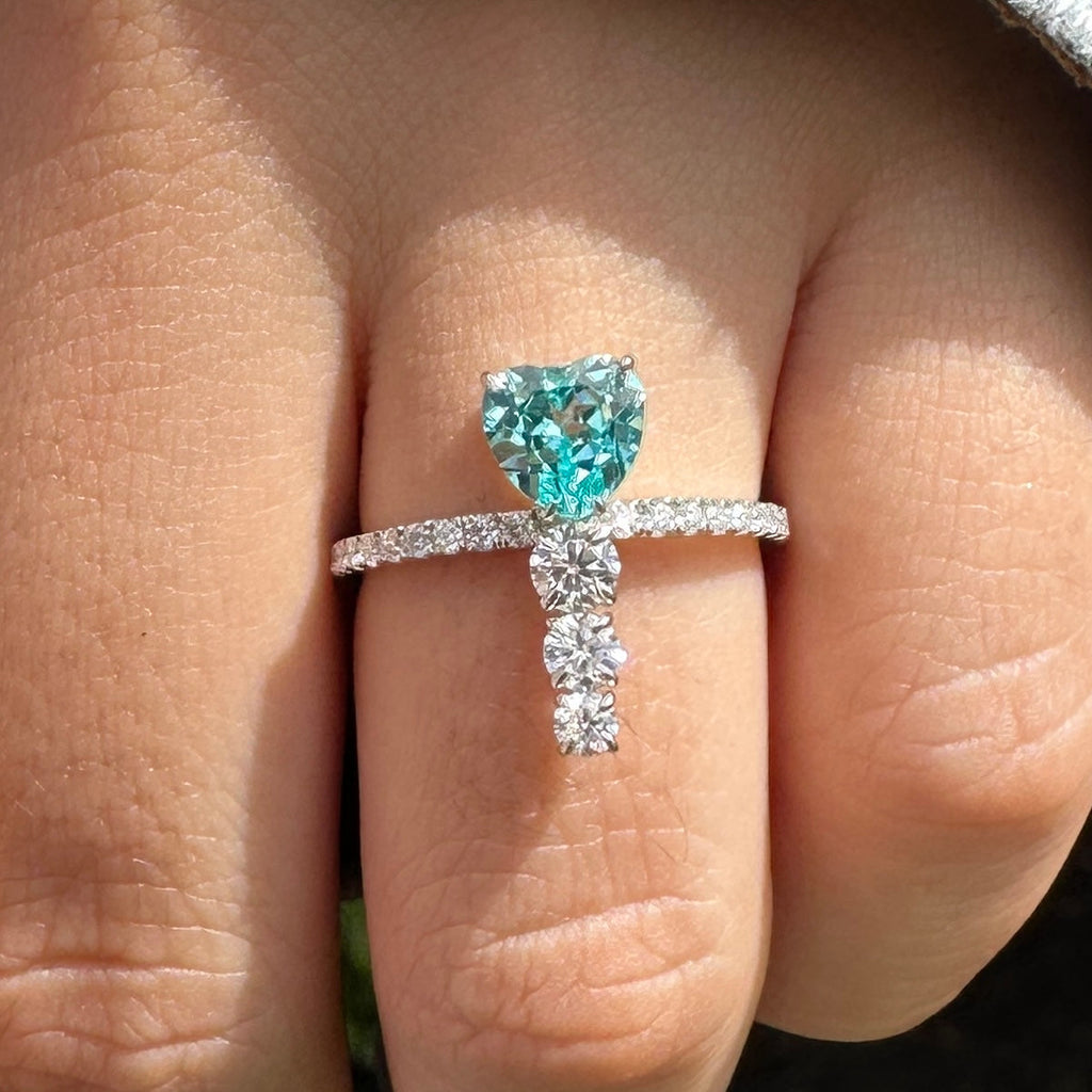 Heart & Round Cut Moissanite Ring