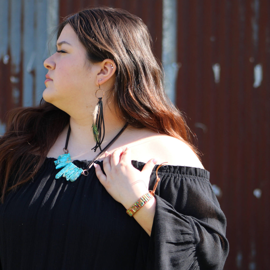 Woven Regalite Stacked Stone Bracelet-Multi 803s