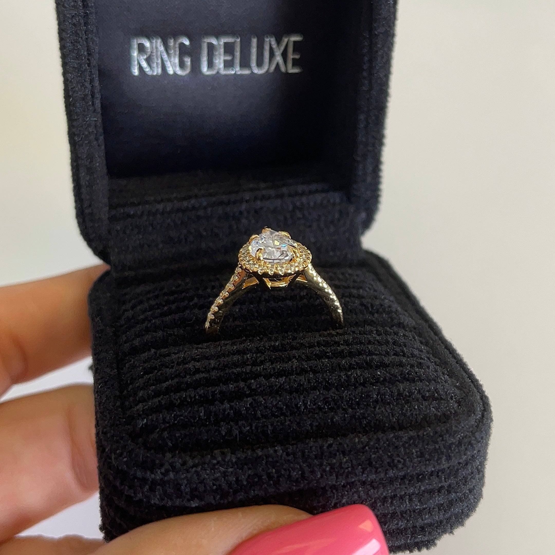 2.0ct Pear Cut Lab Blue Sapphire Halo Ring