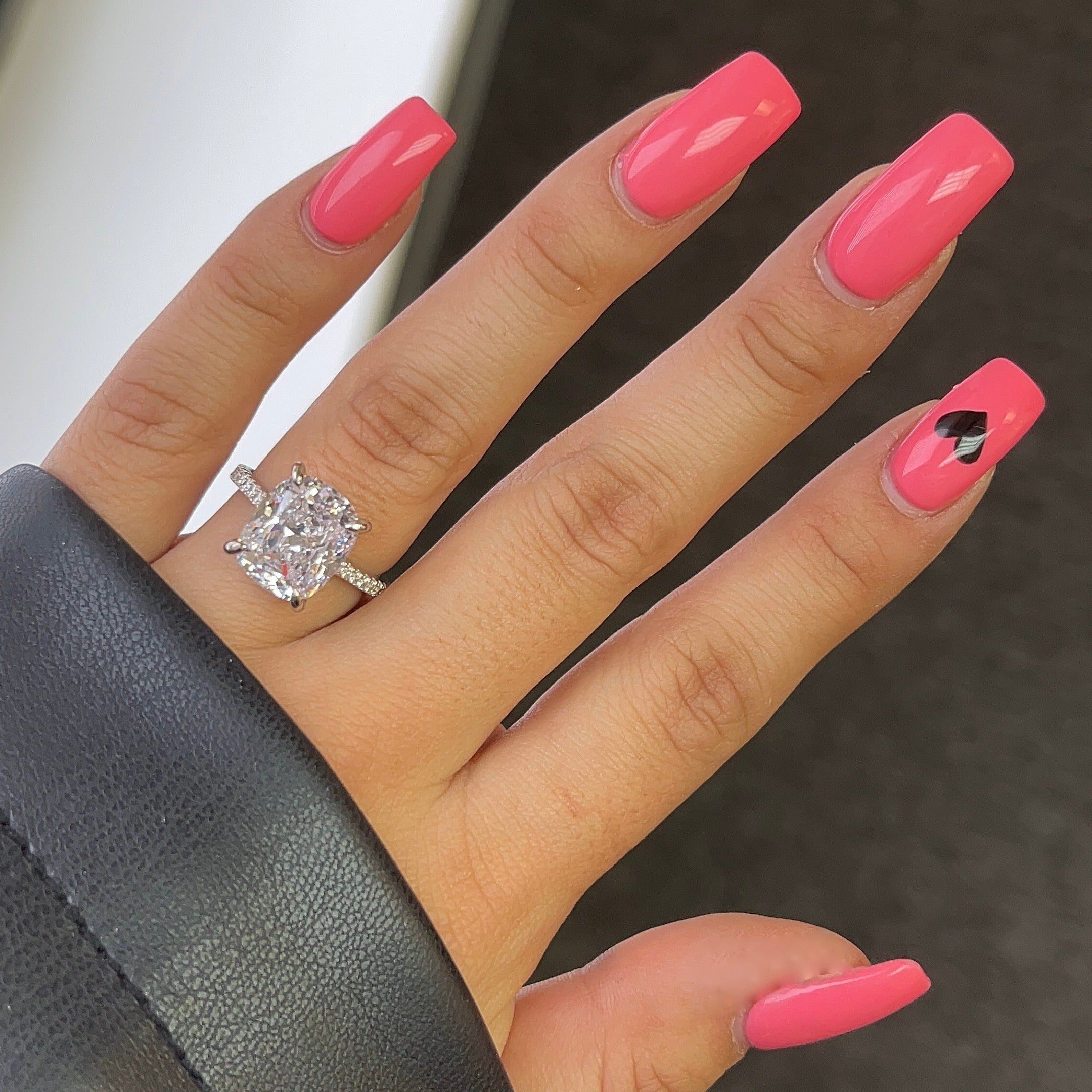 6.0ct Cuhsion Cut Moissanite Lab Diamond Accented Engagement Ring