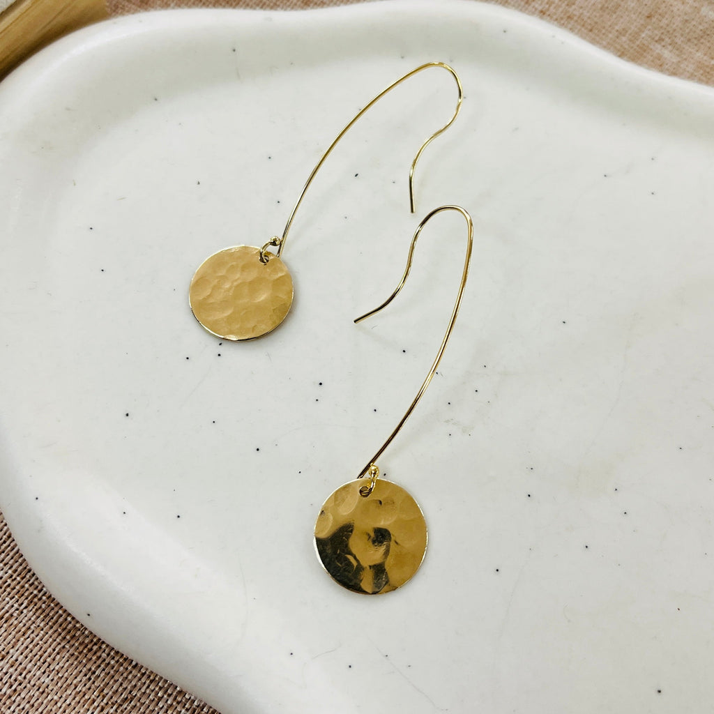 GOLD DISC HANG EARRINGS