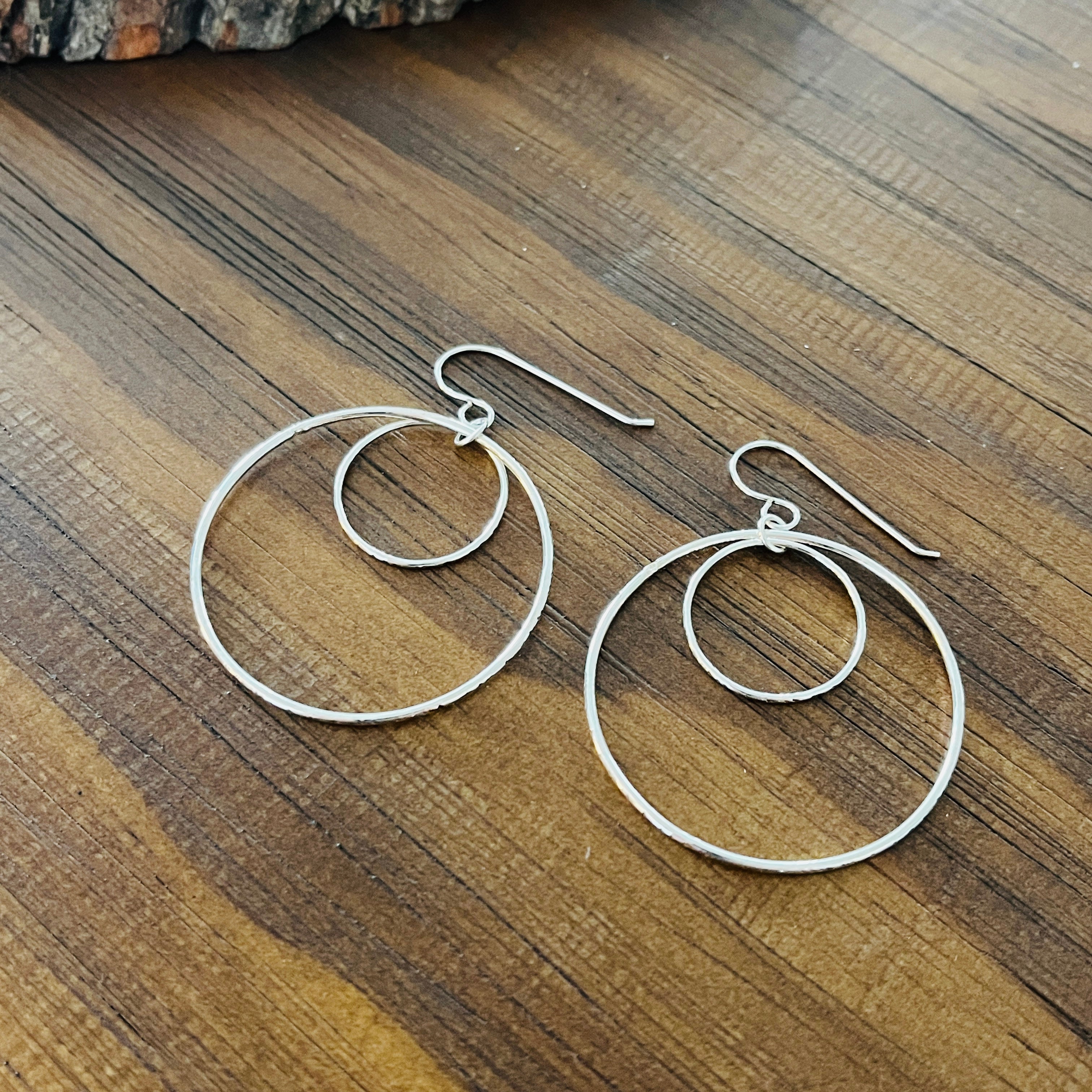 SILVER BIG LAYER HOOP EARRINGS