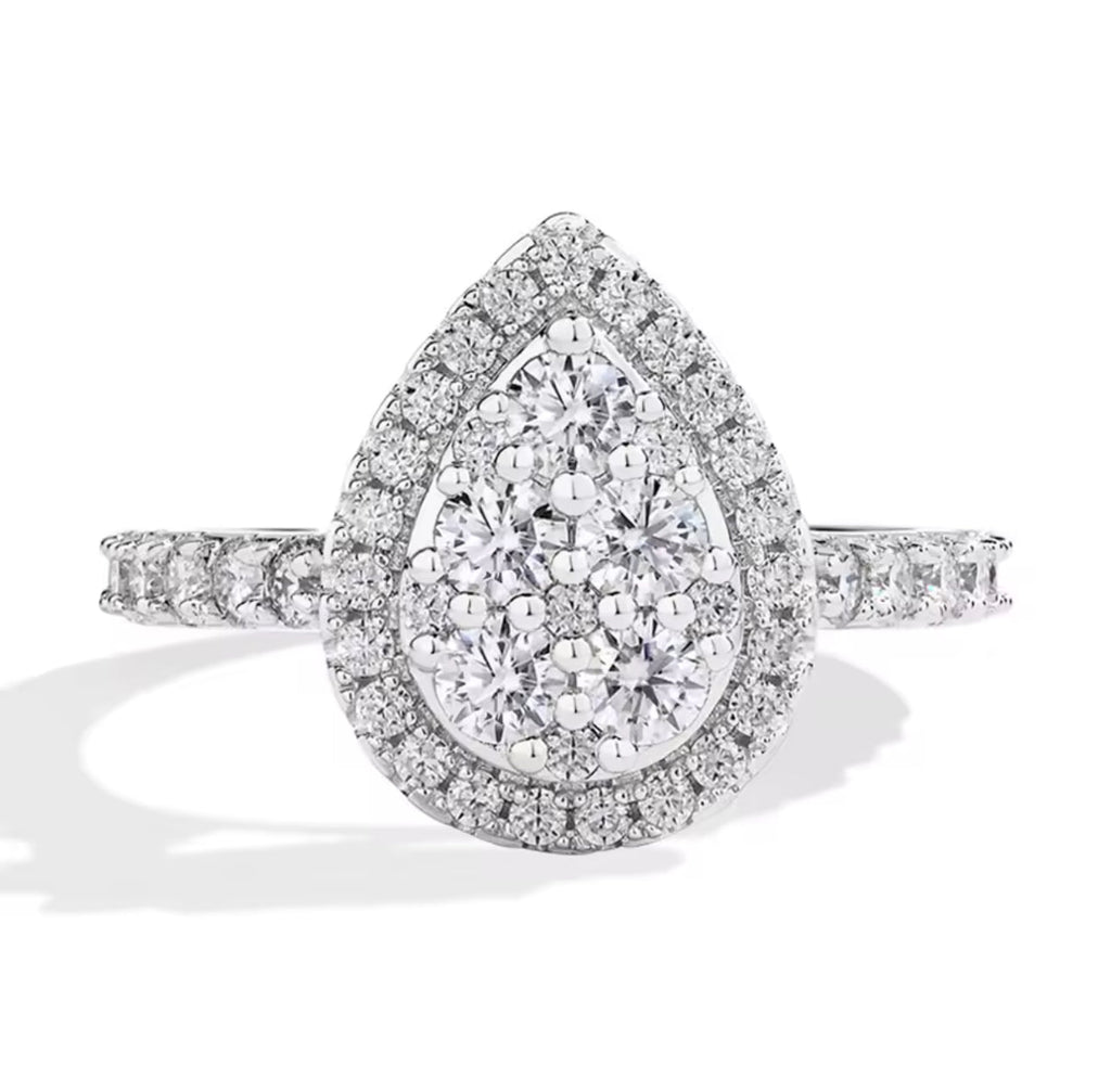0.60tw Round Cut Cluster Lab Diamond Double Engagement Ring