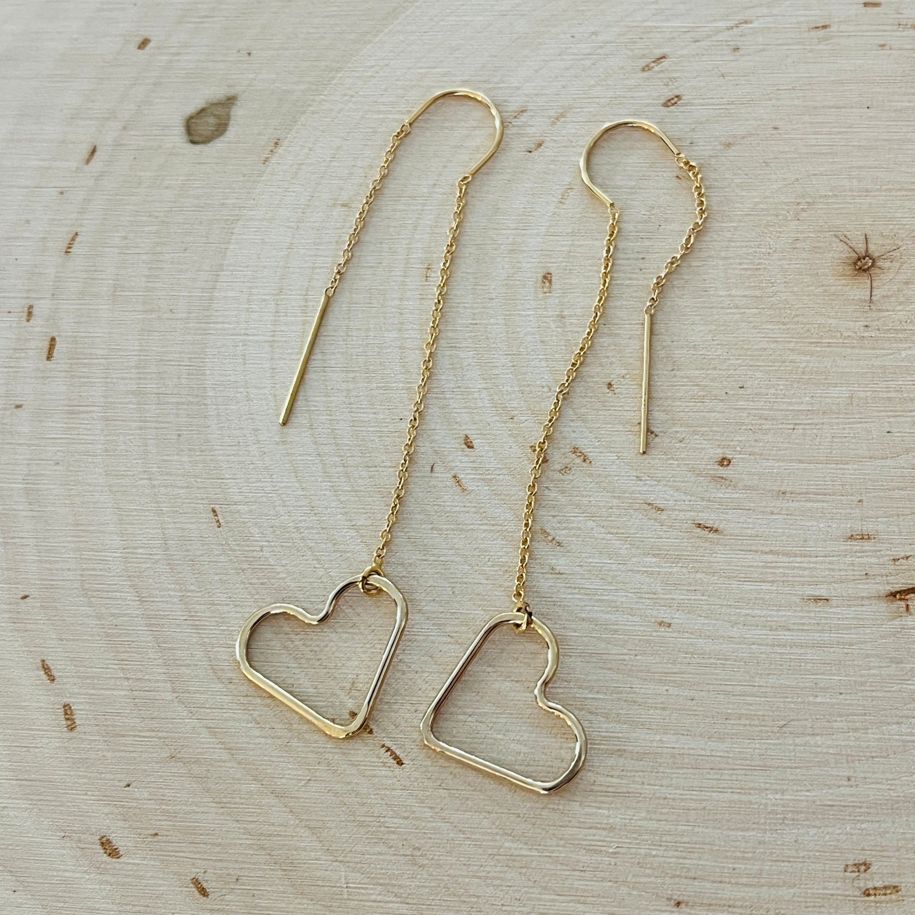 ROSA HEART THREADER EARRINGS