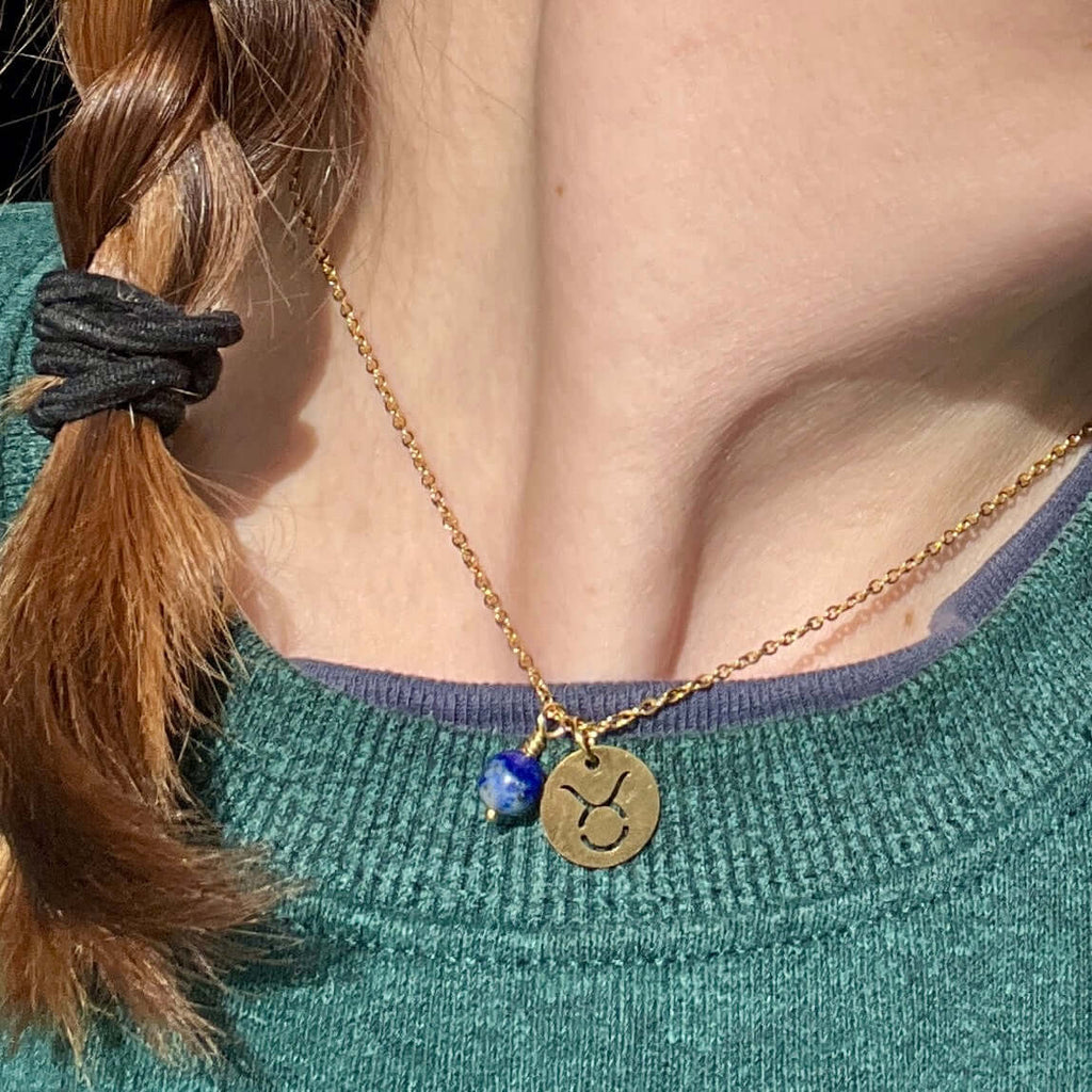 Zodiac Charm & Gemstone Necklace