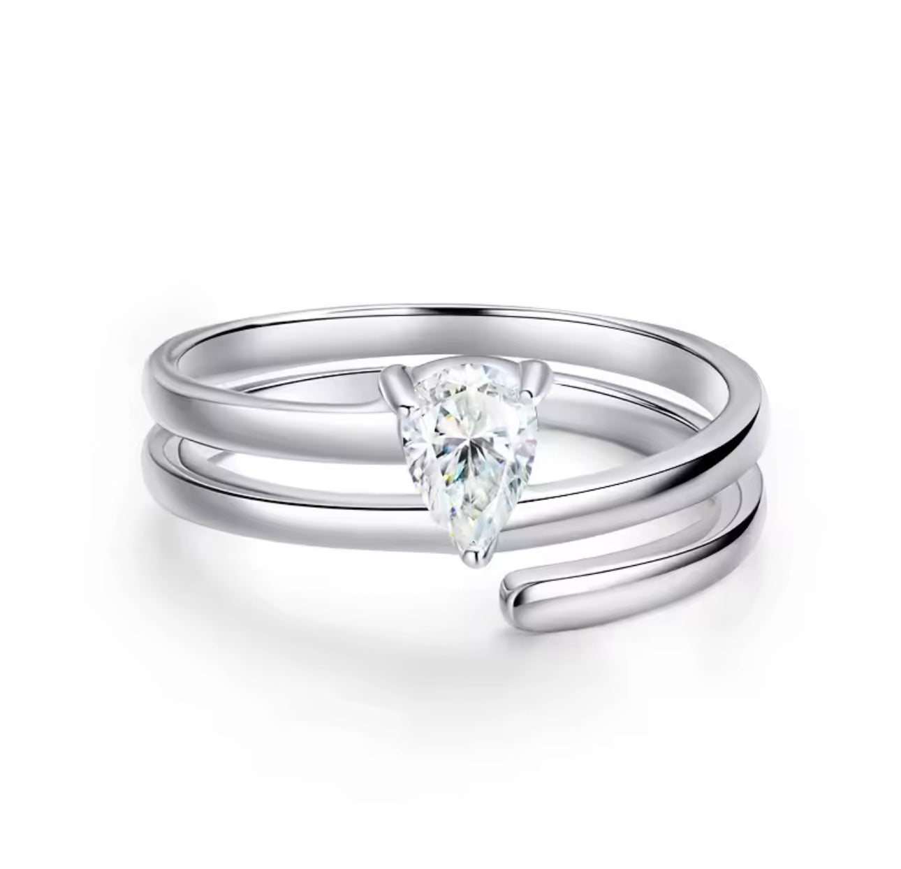 0.5ct Pear Cut Moissanite Swirl Pinky Ring