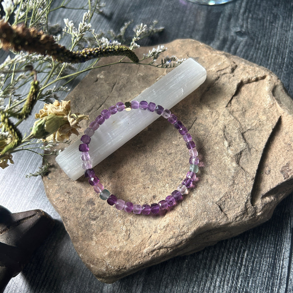 Purple Fluorite Cube Bracelet - Subtle Radiance Collection