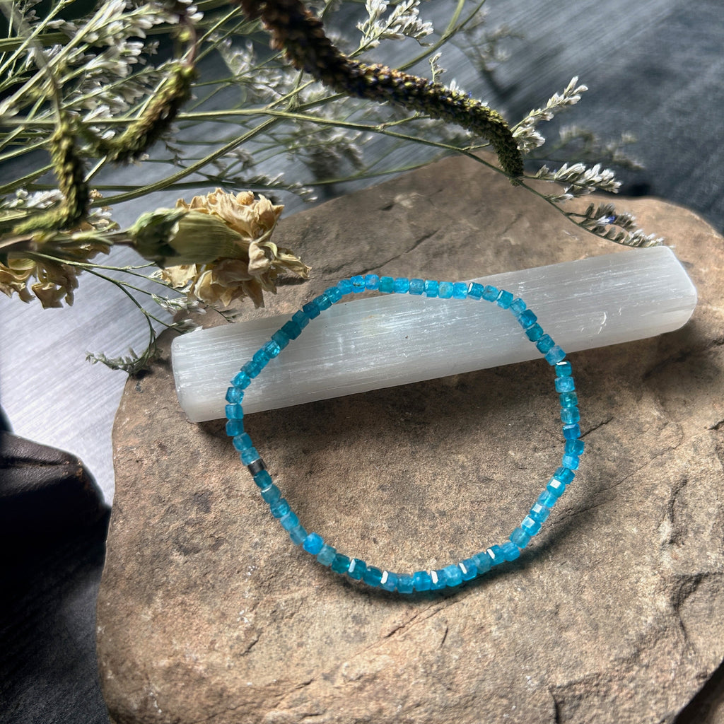 Blue Apatite Cube Bracelet - Subtle Radiance Collection