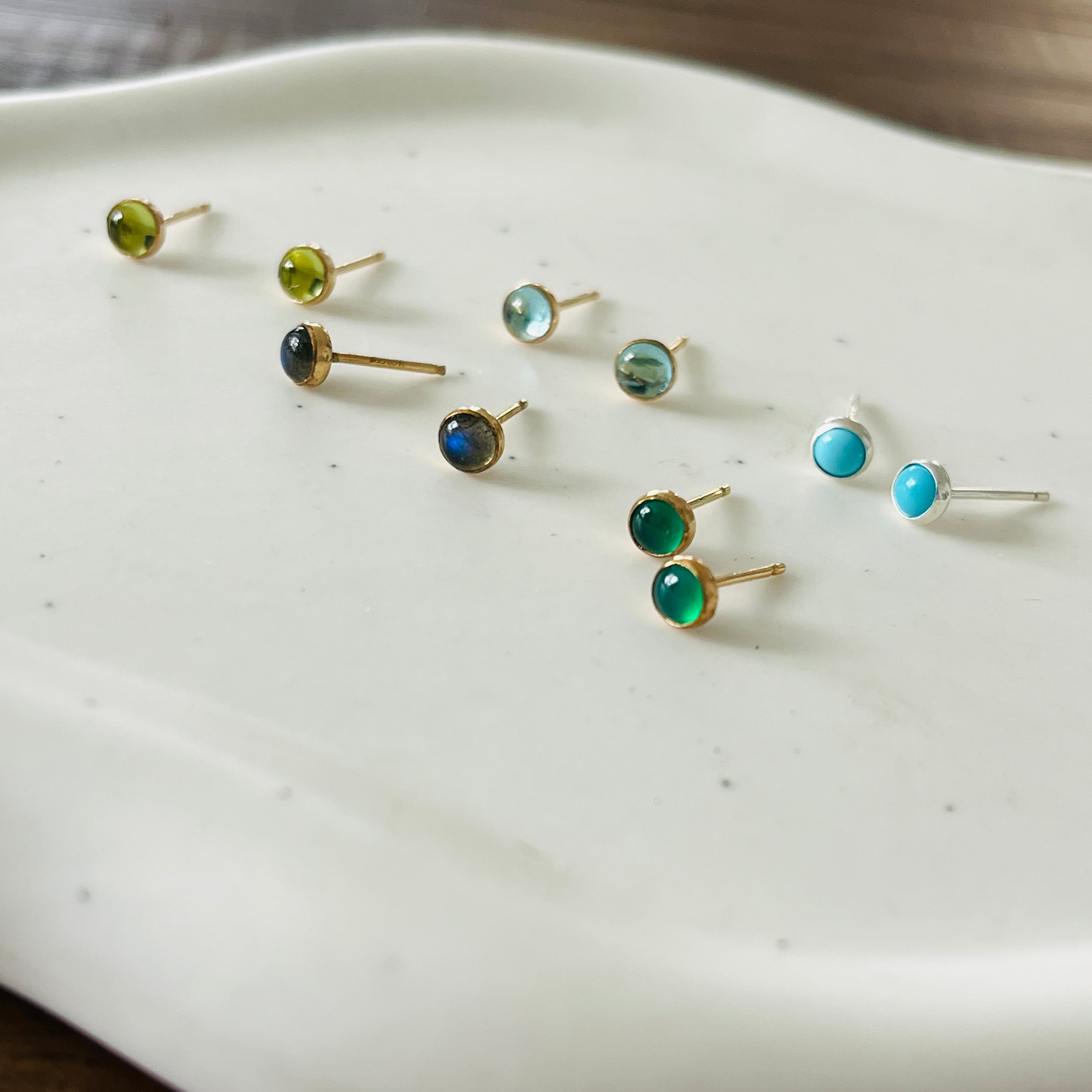 BLUE APATITE STUDS EARRINGS