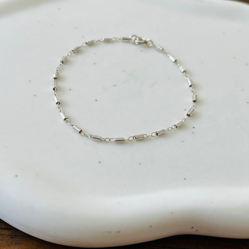 SILVER BARREL BRACELET