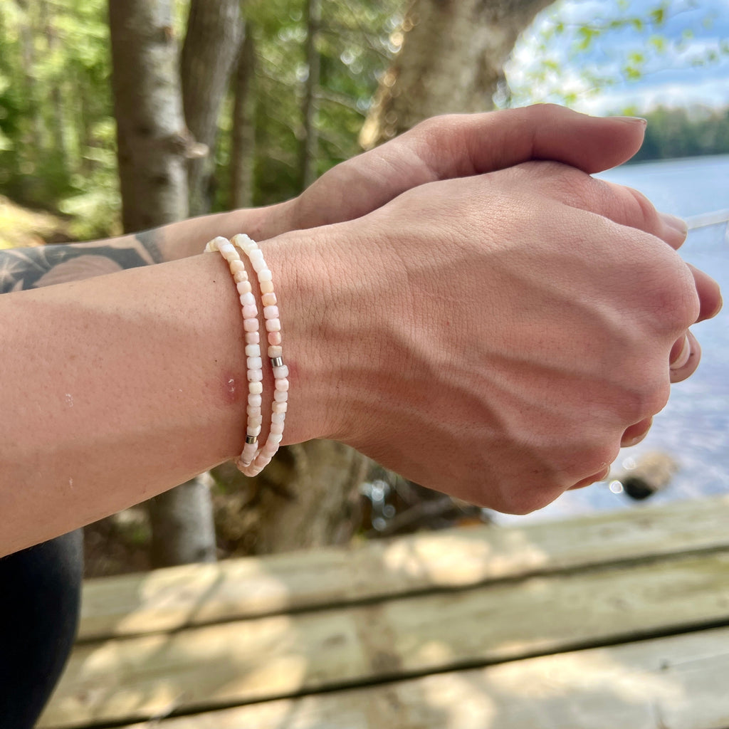 Pink Opal Cube Bracelet - Subtle Radiance Collection
