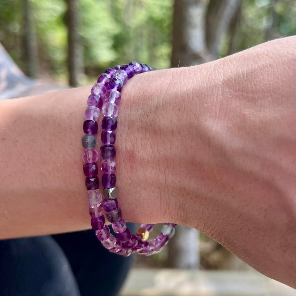 Purple Fluorite Cube Bracelet - Subtle Radiance Collection