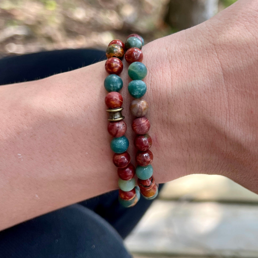 Redwoods Bracelet - Red Creek Jasper + Moss Agate