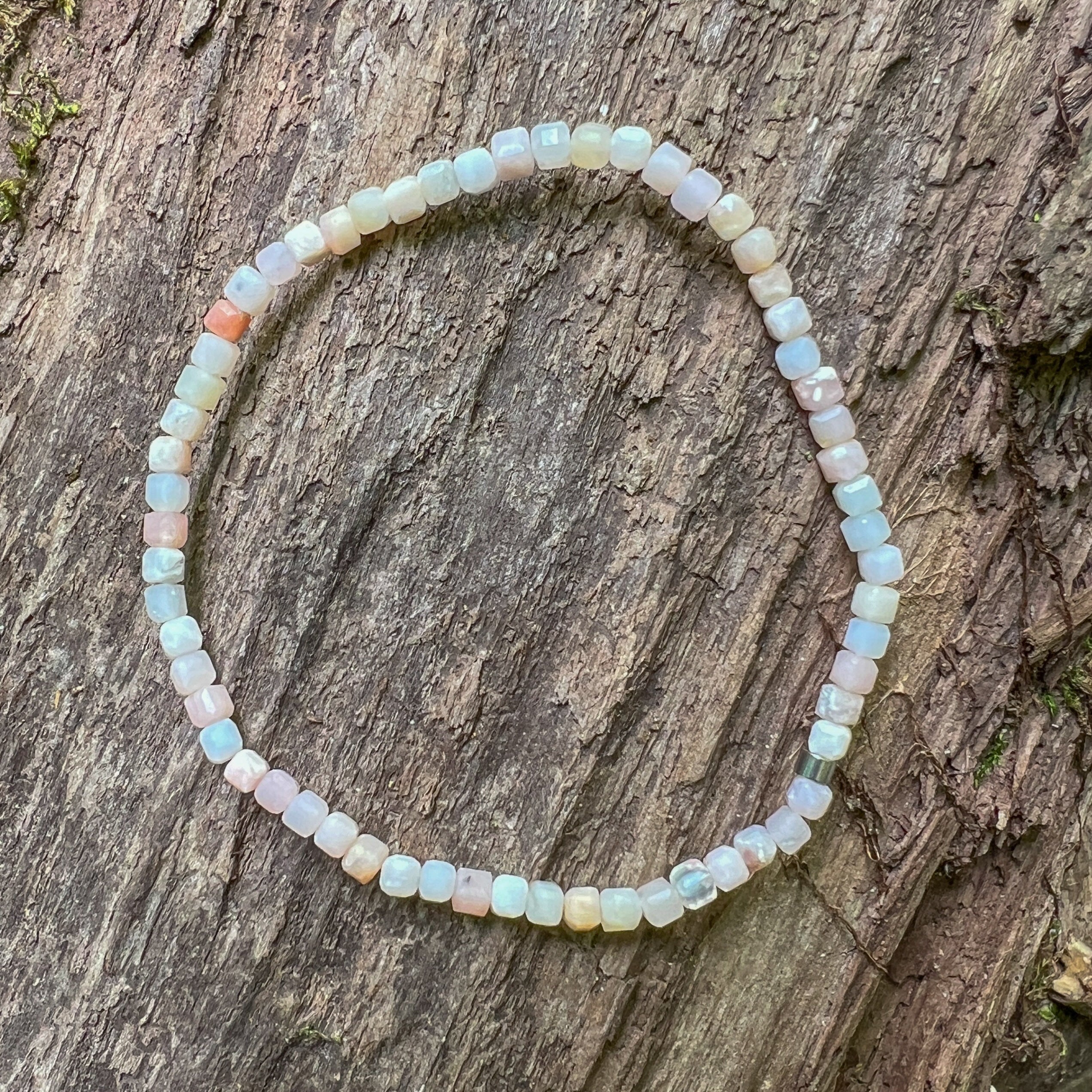 Pink Opal Cube Bracelet - Subtle Radiance Collection