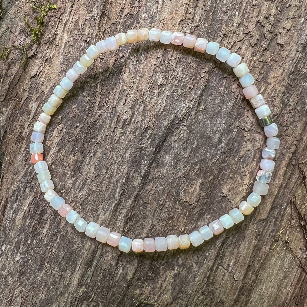 Pink Opal Cube Bracelet - Subtle Radiance Collection