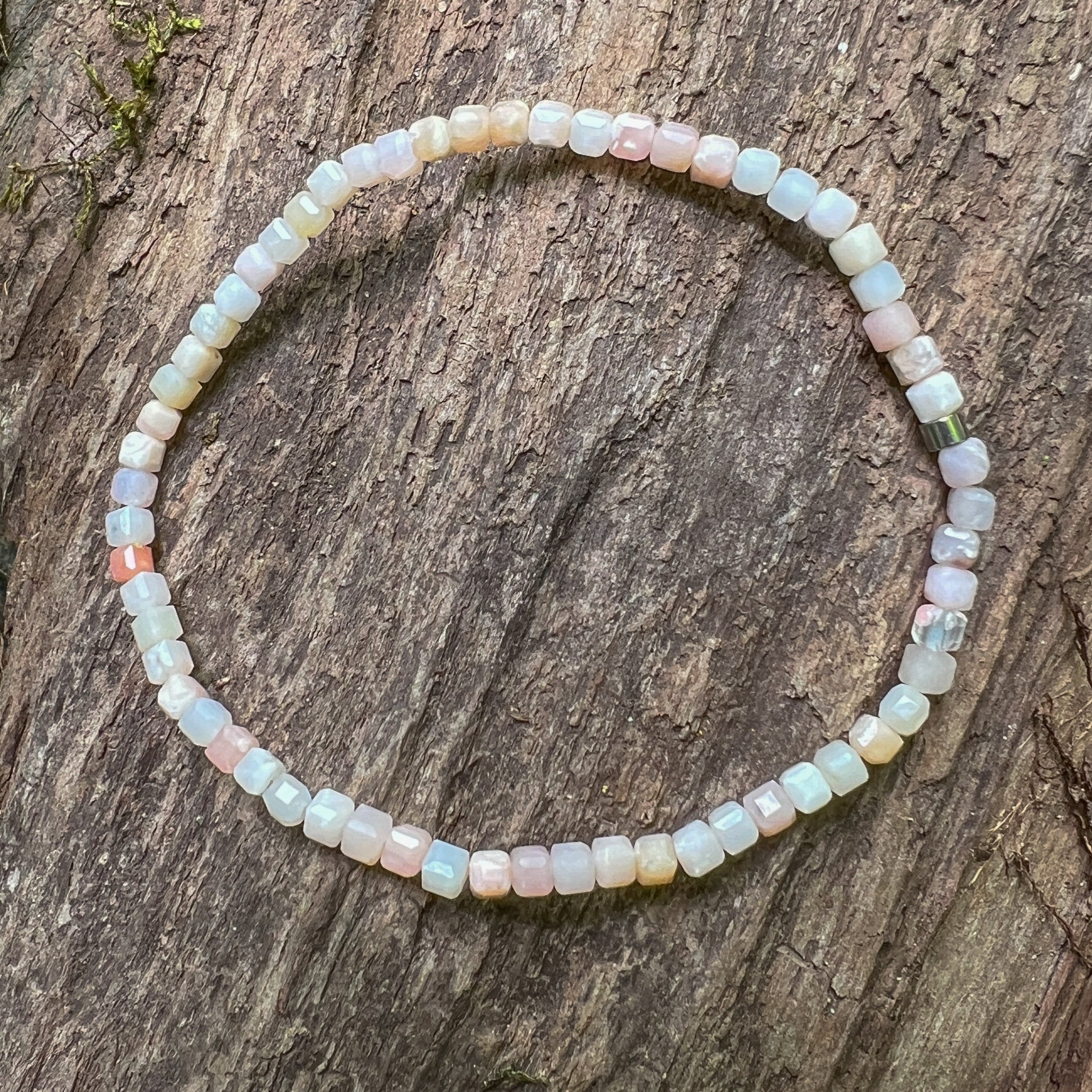 Pink Opal Cube Bracelet - Subtle Radiance Collection