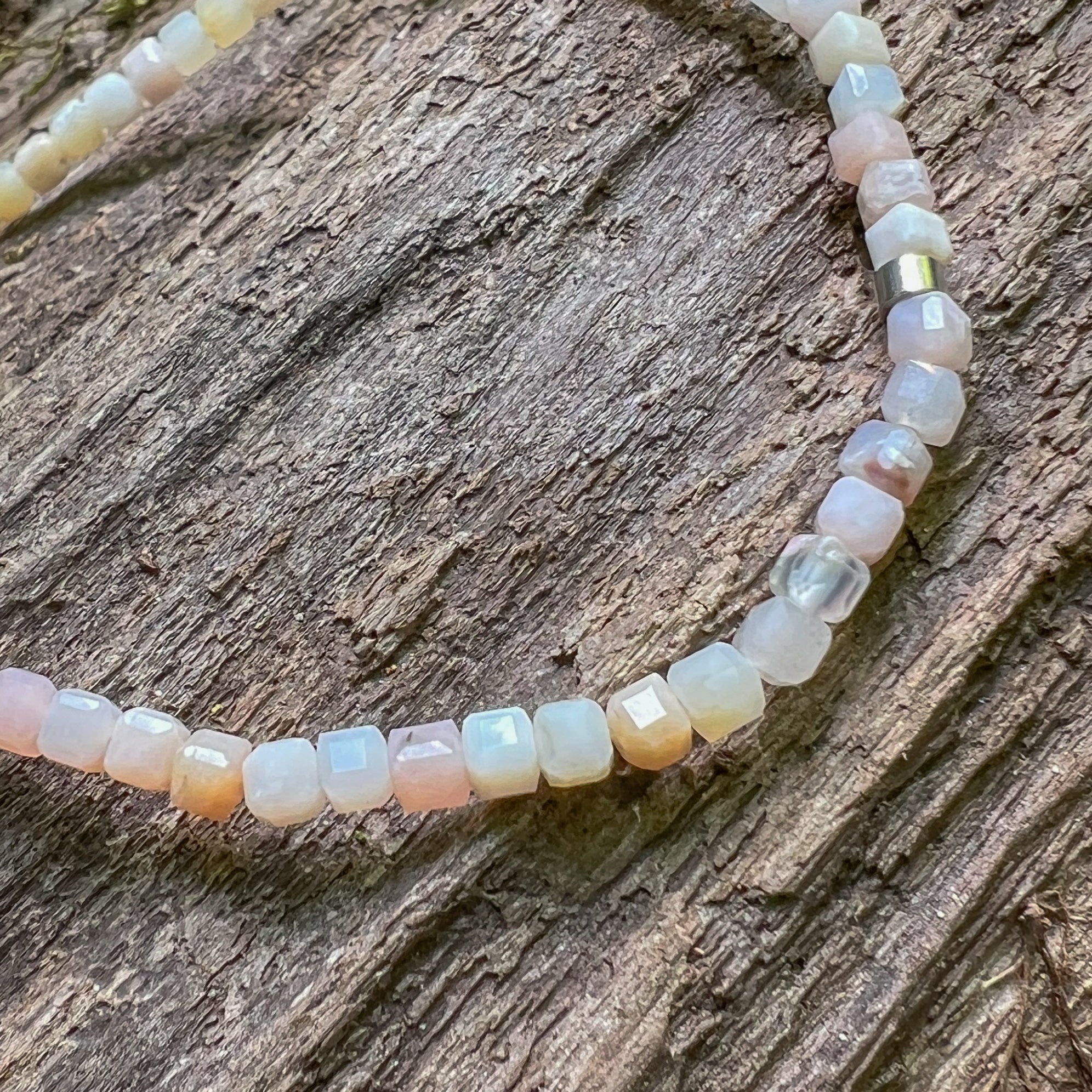 Pink Opal Cube Bracelet - Subtle Radiance Collection