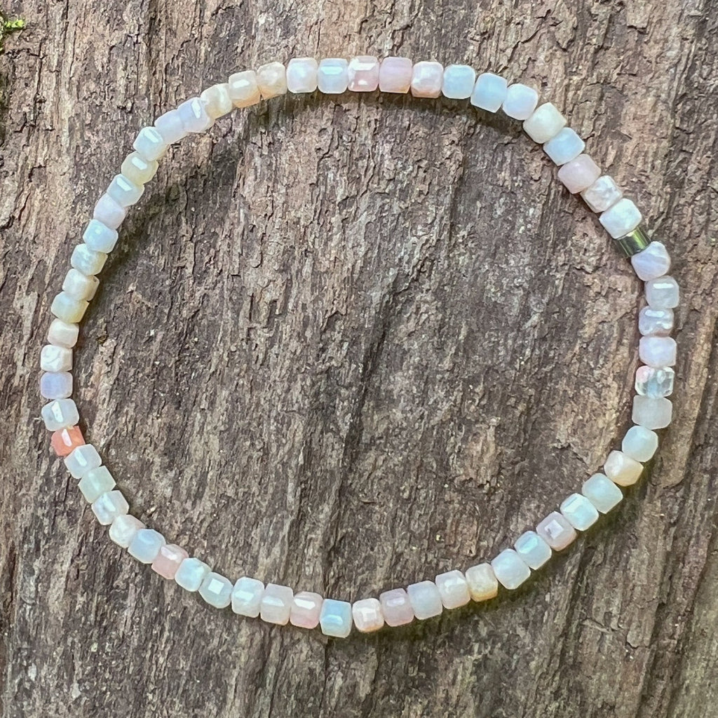 Pink Opal Cube Bracelet - Subtle Radiance Collection