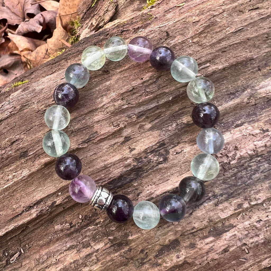 Fluorite and Amethyst Bead Bracelet