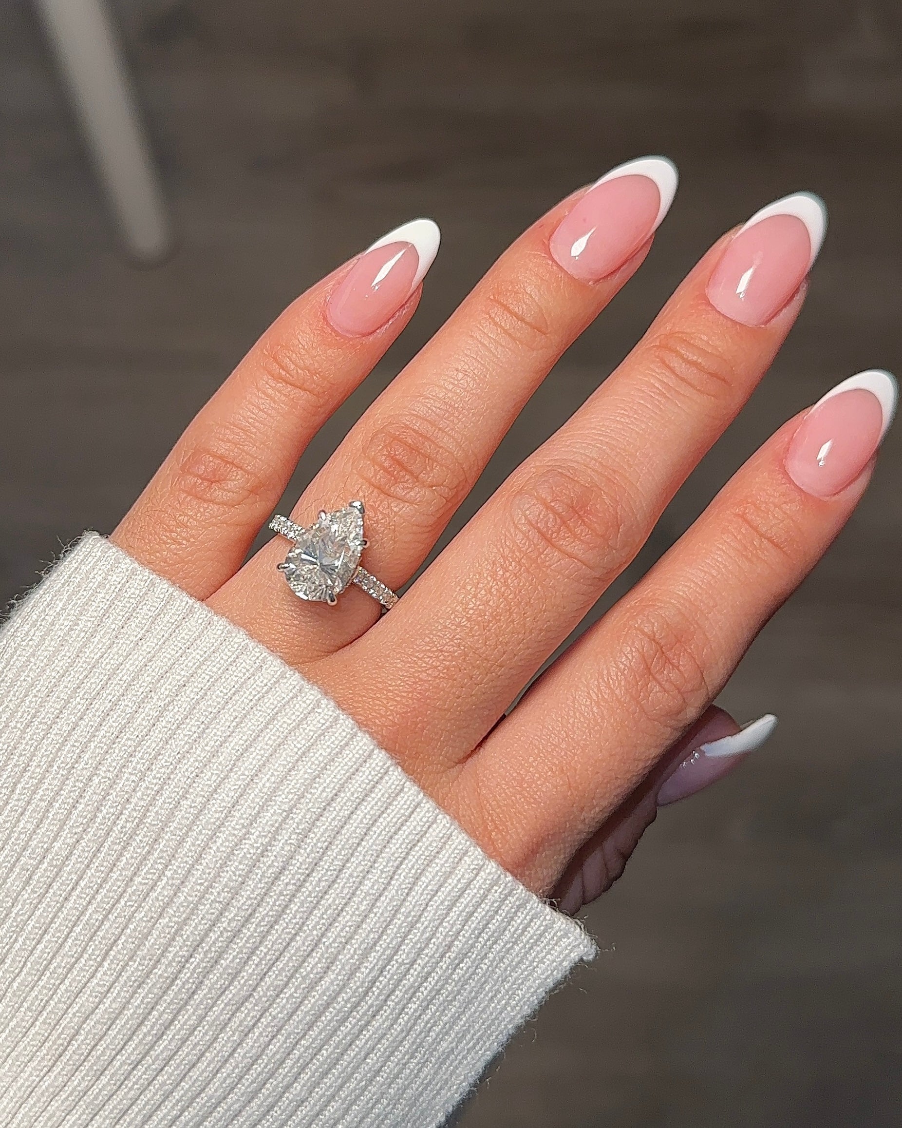 4.0ct Pear Cut Moissanite Hidden Halo Engagement Ring