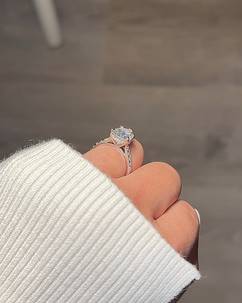 4.0ct Pear Cut Moissanite Hidden Halo Engagement Ring