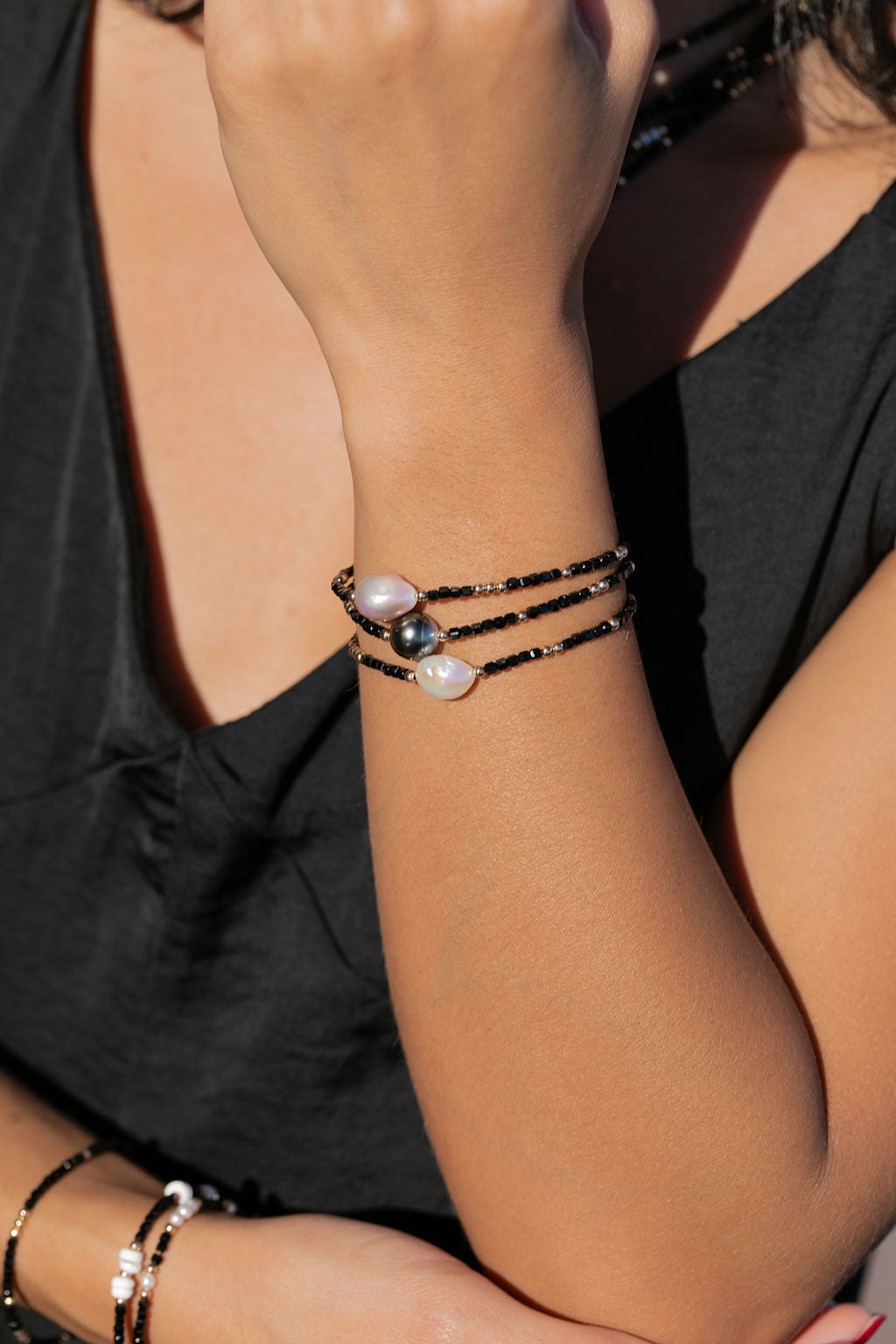 Pink Pearl and Gemstone Bracelet -  Gold Akala