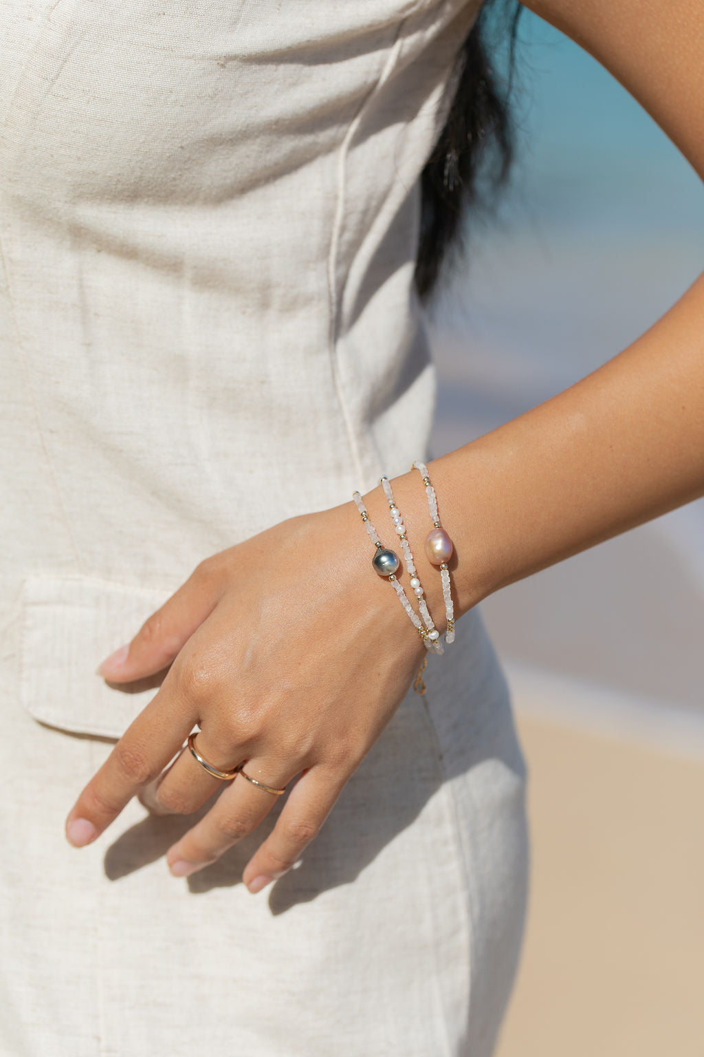 Pink Pearl and Gemstone Bracelet -  Gold Akala