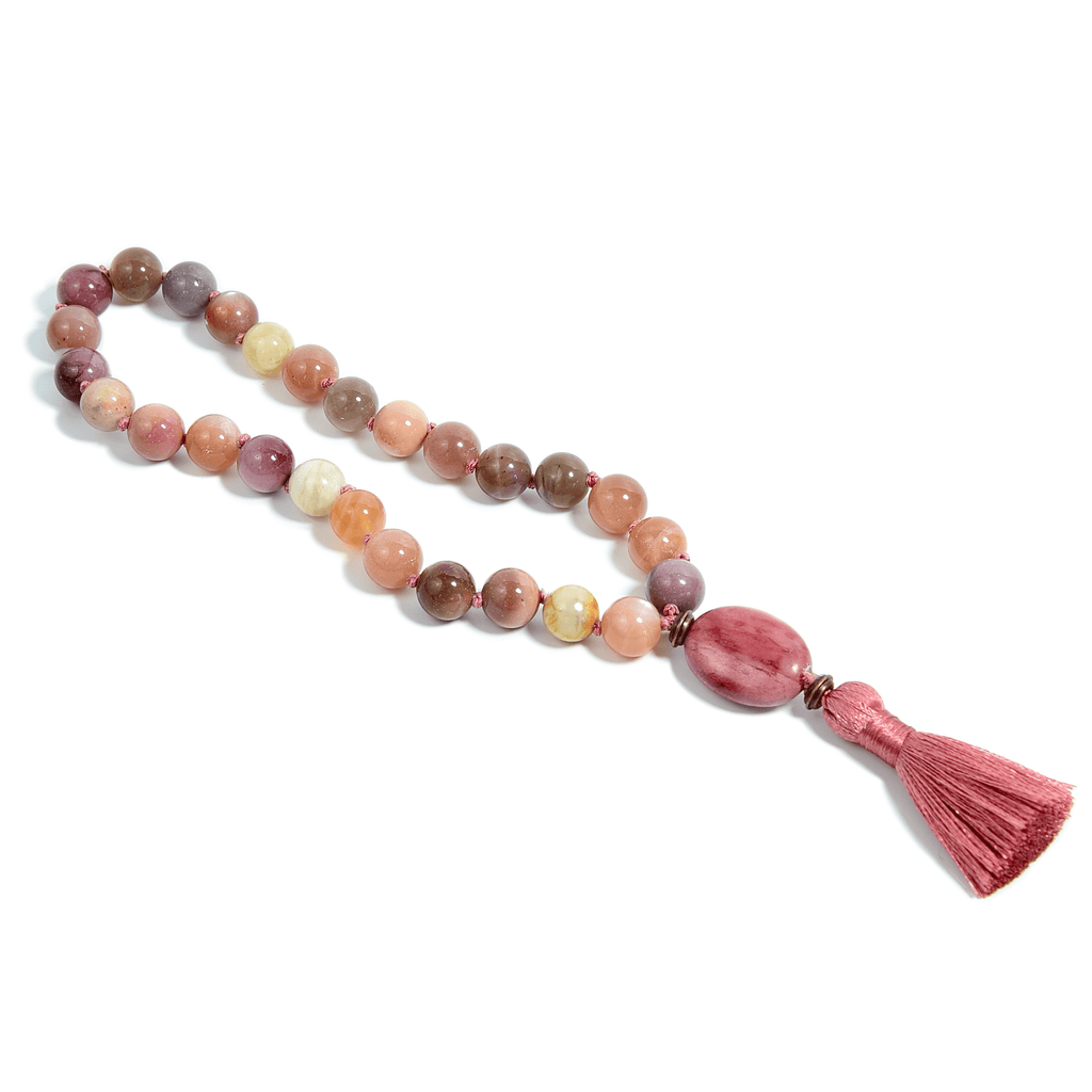 Rooted Connection Meditation Mala – 27 Beads of Moonstone & Mookaite