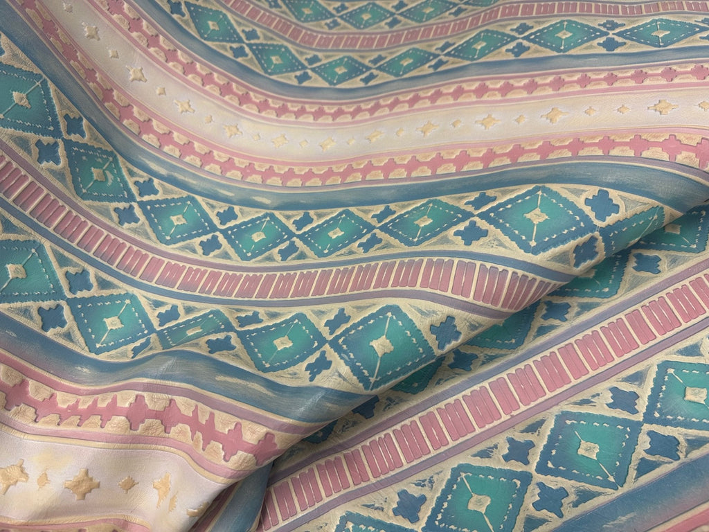 **Leather Teardrop Earring- Pastel Navajo 224y