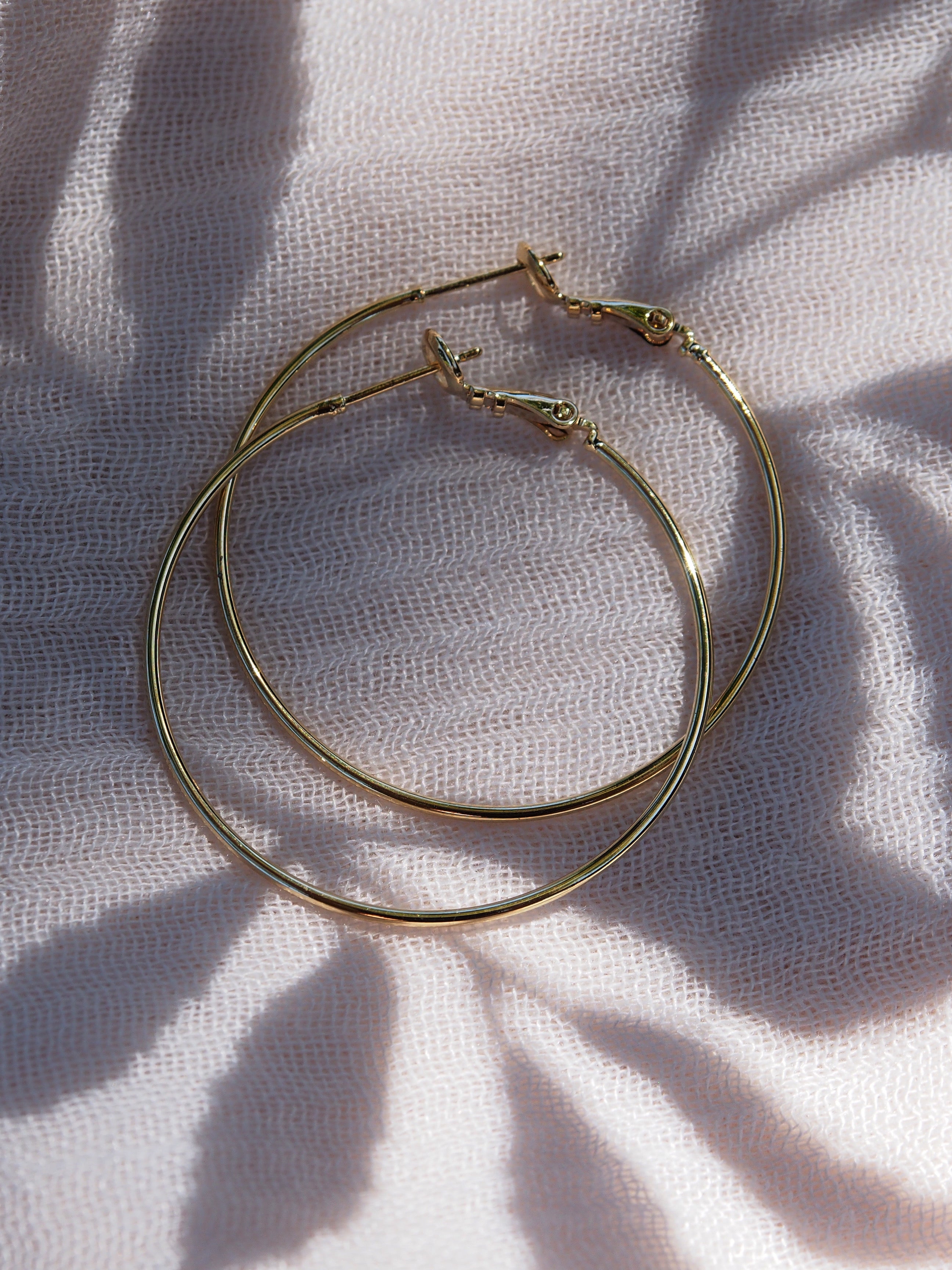 Thin Gold Hoop Earrings - 3 sizes - Keaka