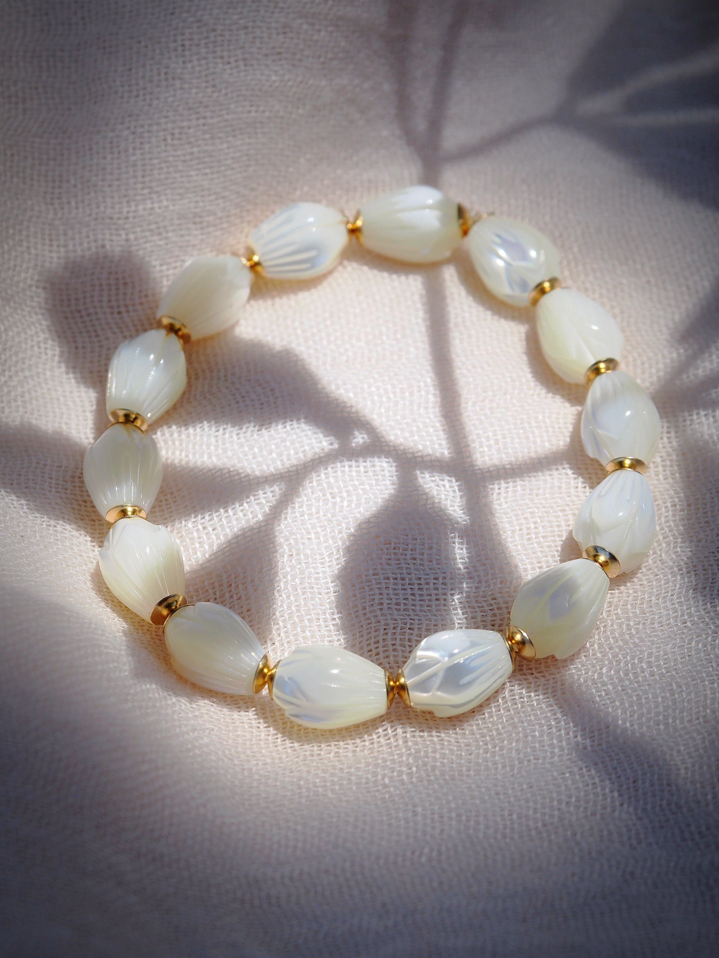 Stretchy Mother of Pearl Pikake Bracelet - Anela