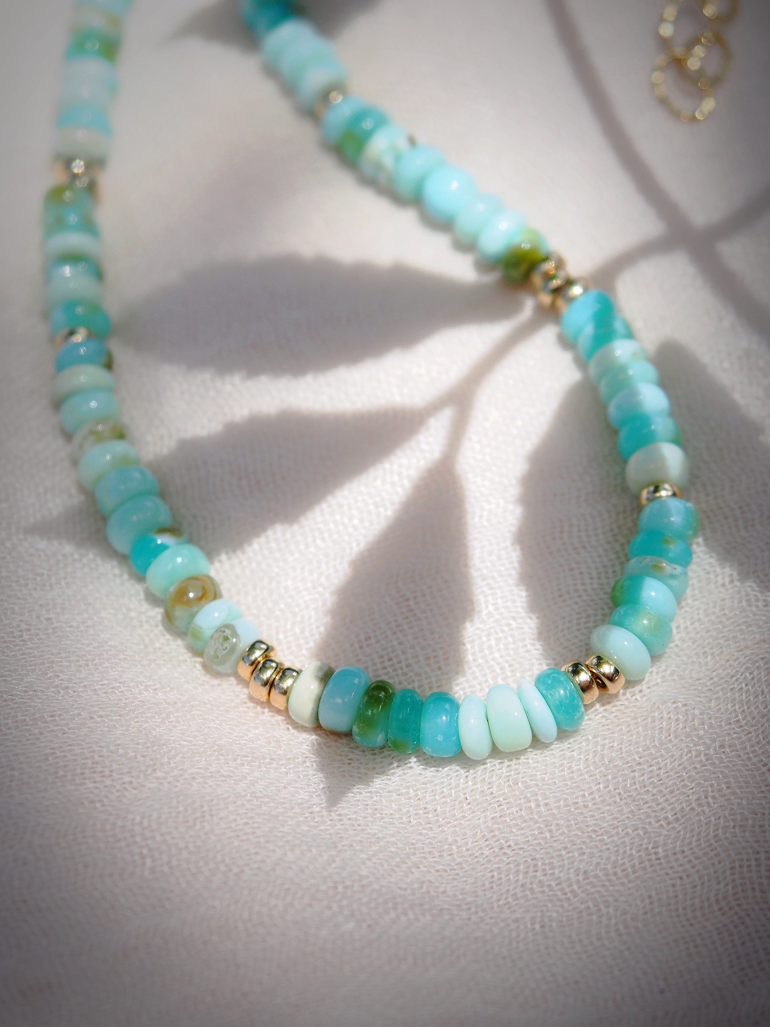Peruvian Blue Opal Gold Necklace - Mana'olana