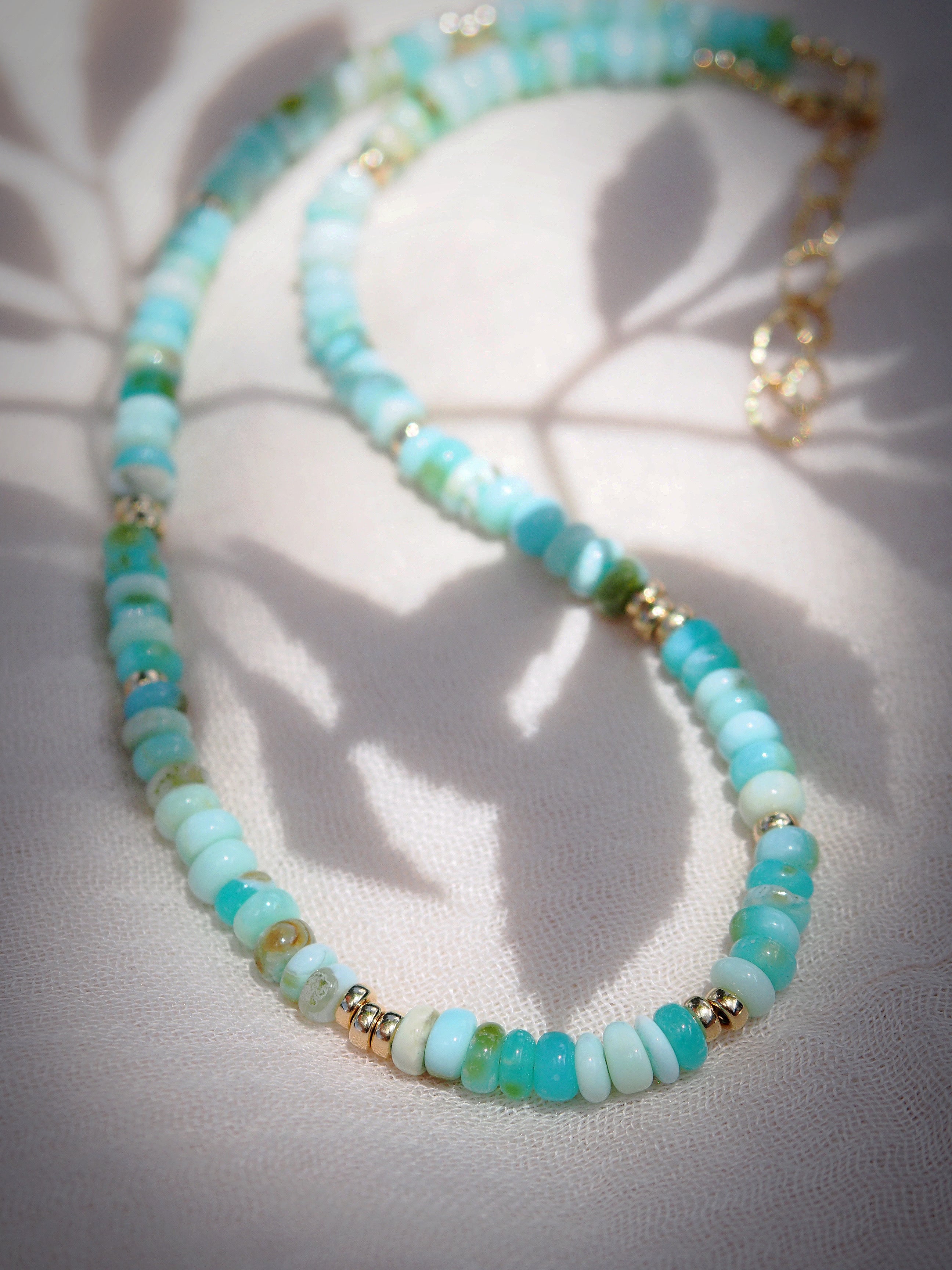 Peruvian Blue Opal Gold Necklace - Mana'olana