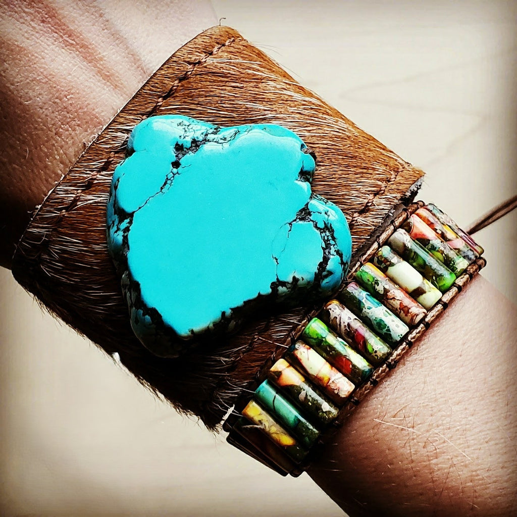 Woven Regalite Stacked Stone Bracelet-Multi 803s