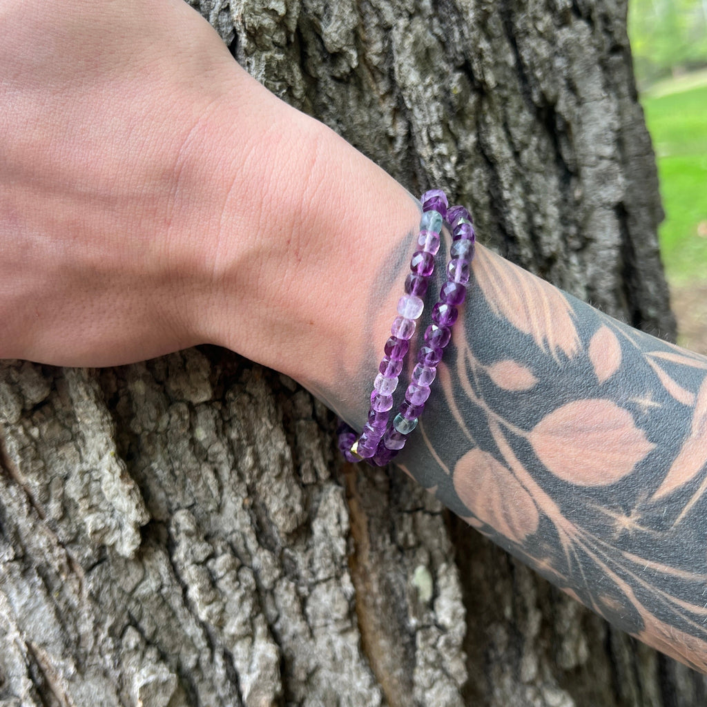Purple Fluorite Cube Bracelet - Subtle Radiance Collection