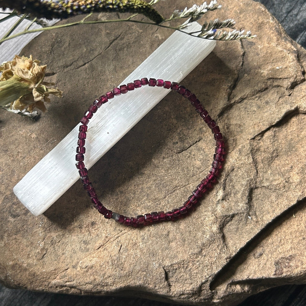 Purple Garnet Cube Bracelet - Subtle Radiance Collection
