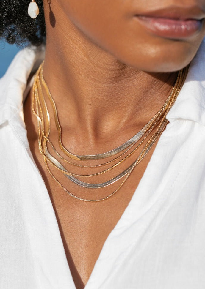 Mini Gold Herringbone Chain - Laka