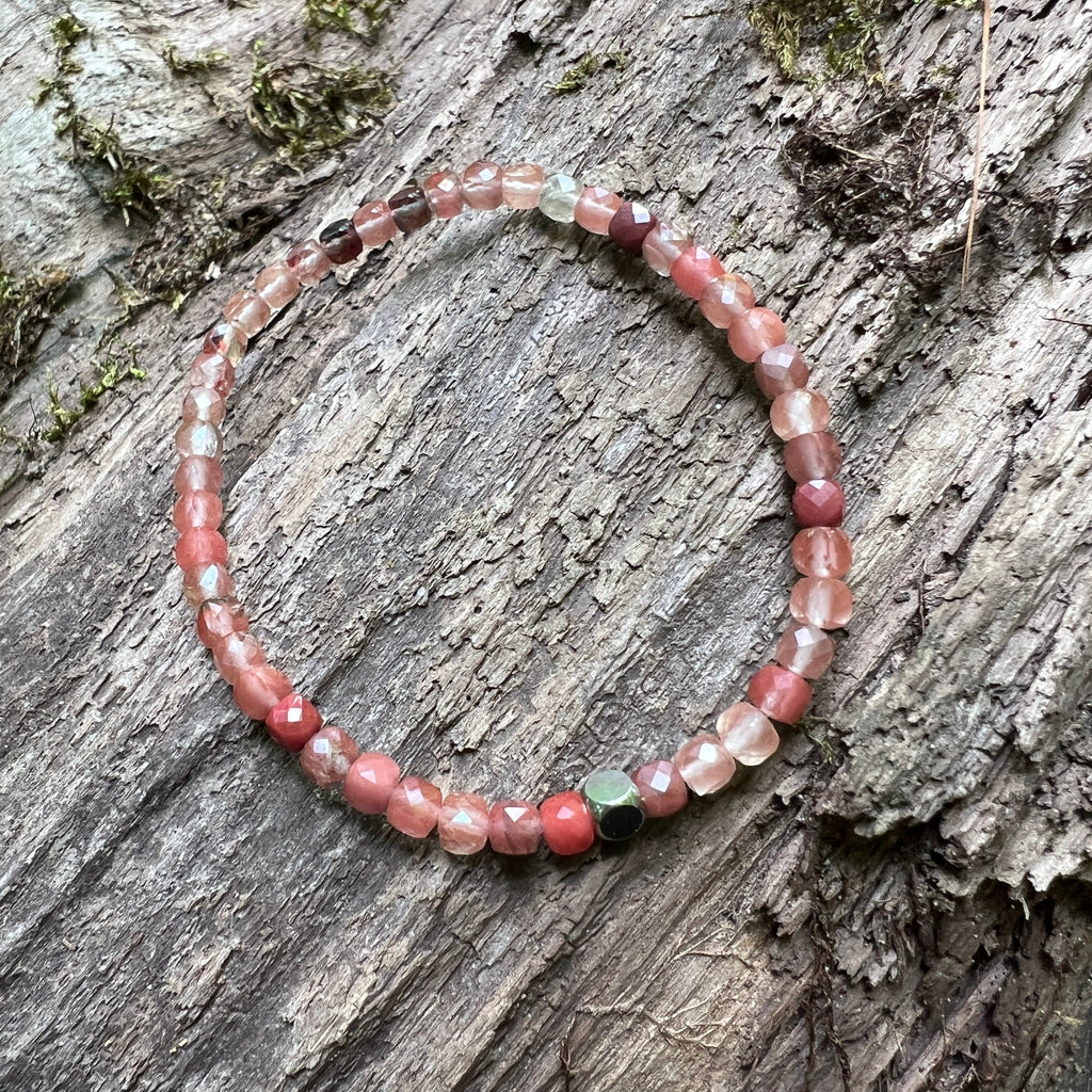 Red Lazasine Cube Bracelet - Subtle Radiance Collection