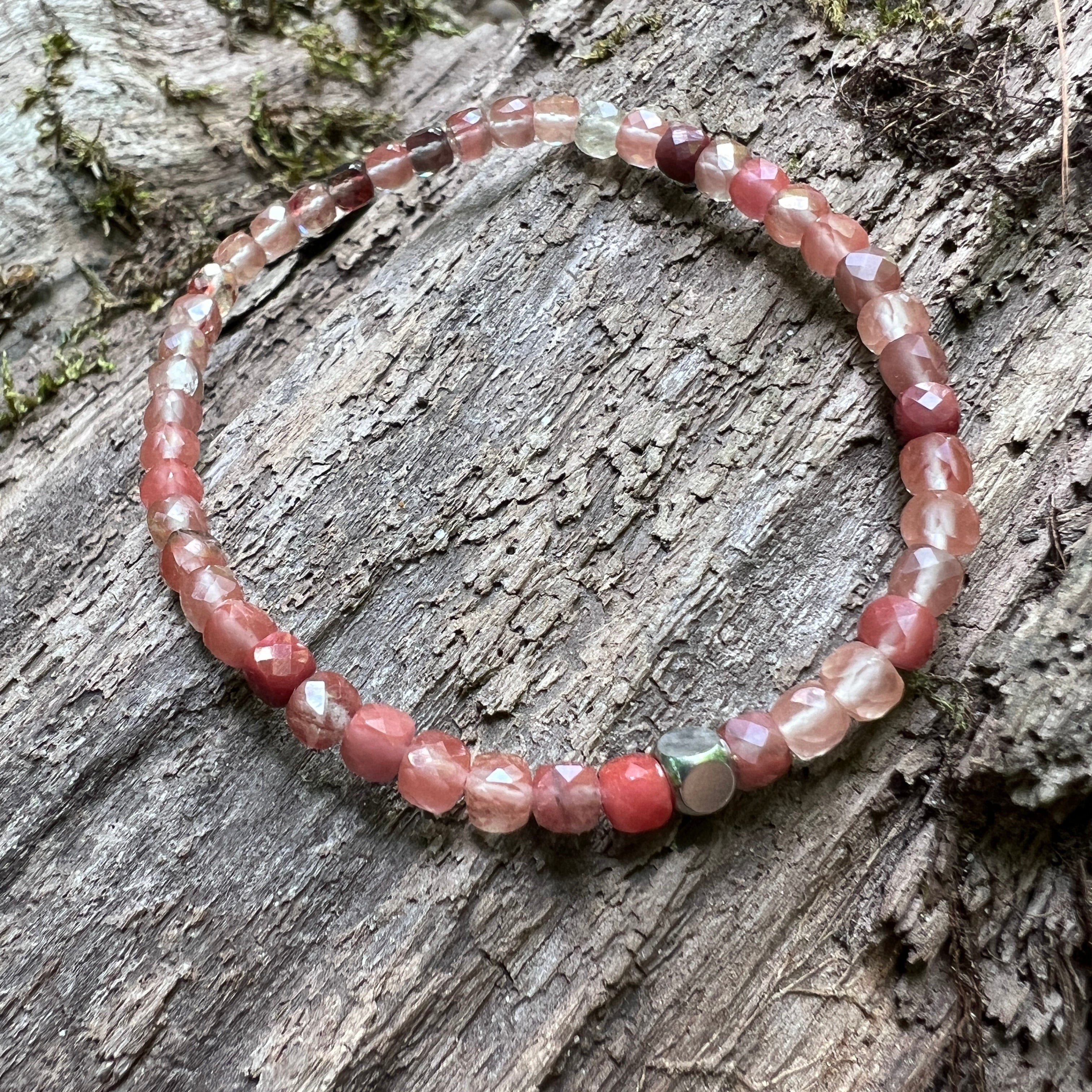 Red Lazasine Cube Bracelet - Subtle Radiance Collection