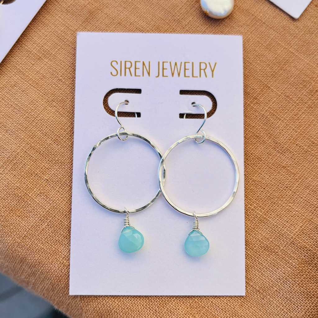 AQUA CHALCEDONY WHIRL EARRINGS