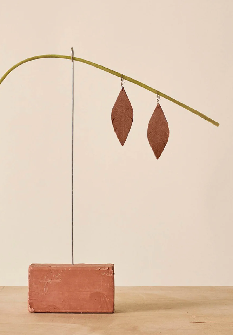 Brown Repurposed Leather Earrings