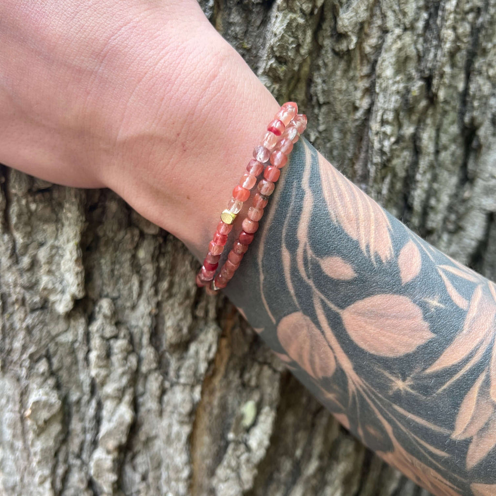 Red Lazasine Cube Bracelet - Subtle Radiance Collection