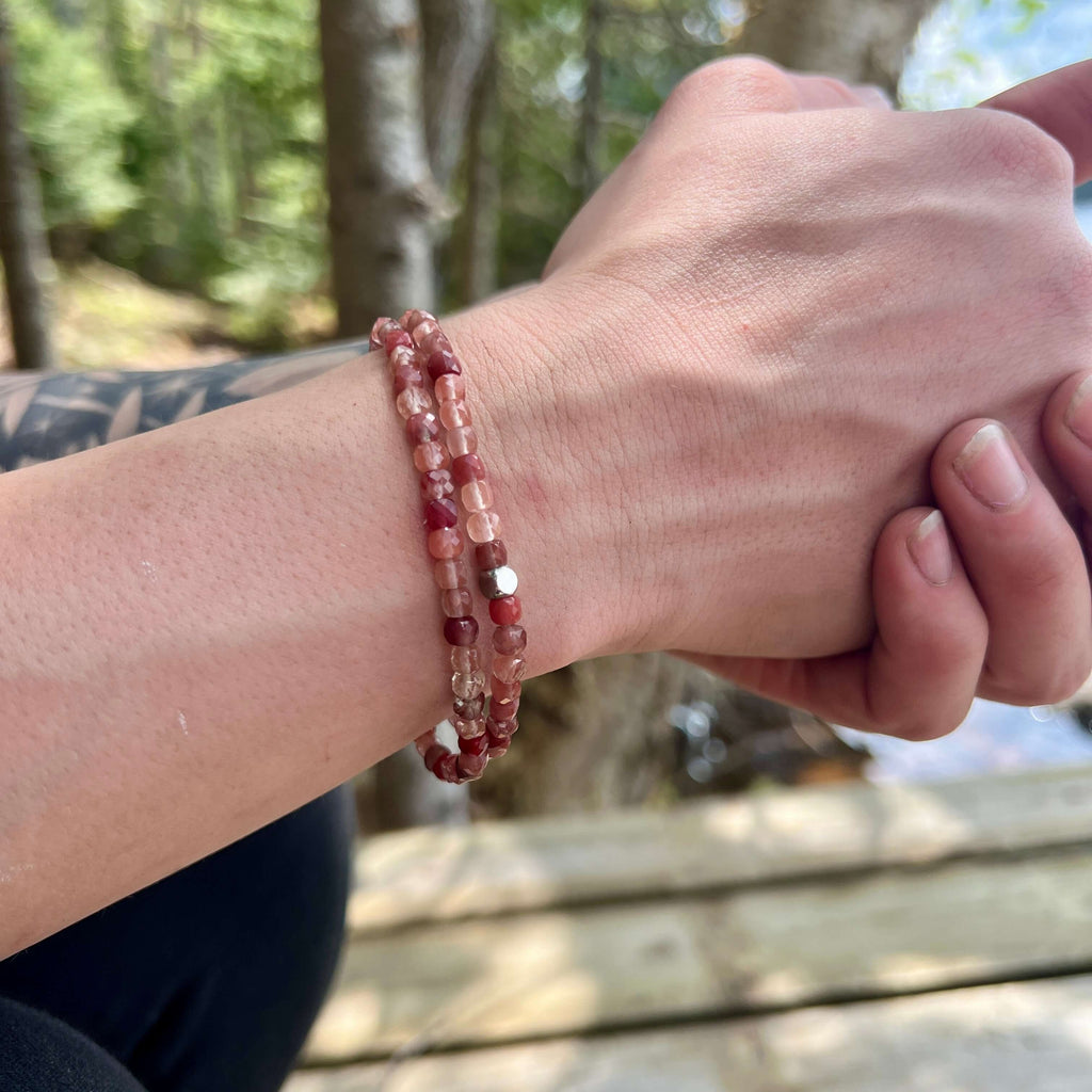 Red Lazasine Cube Bracelet - Subtle Radiance Collection