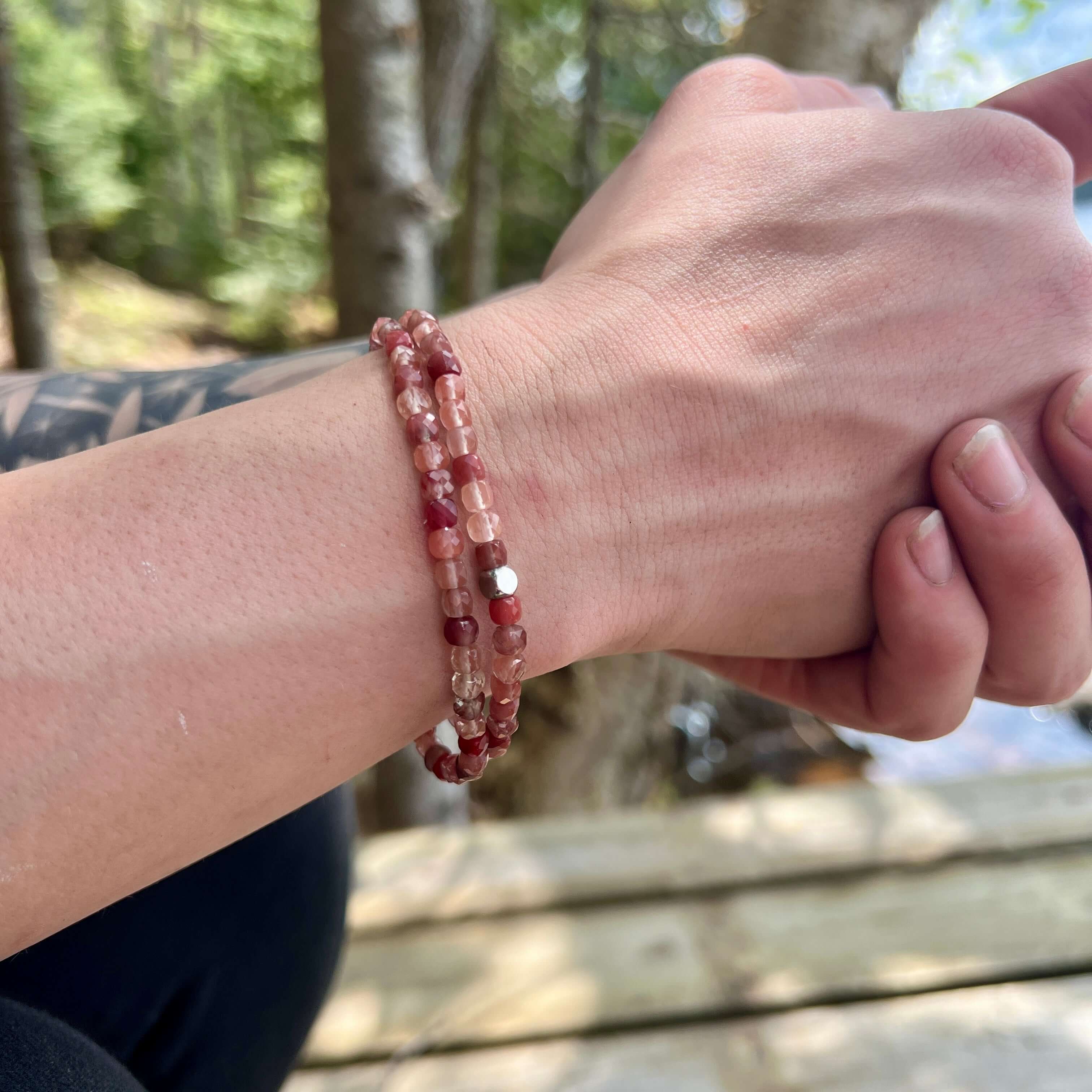 Red Lazasine Cube Bracelet - Subtle Radiance Collection