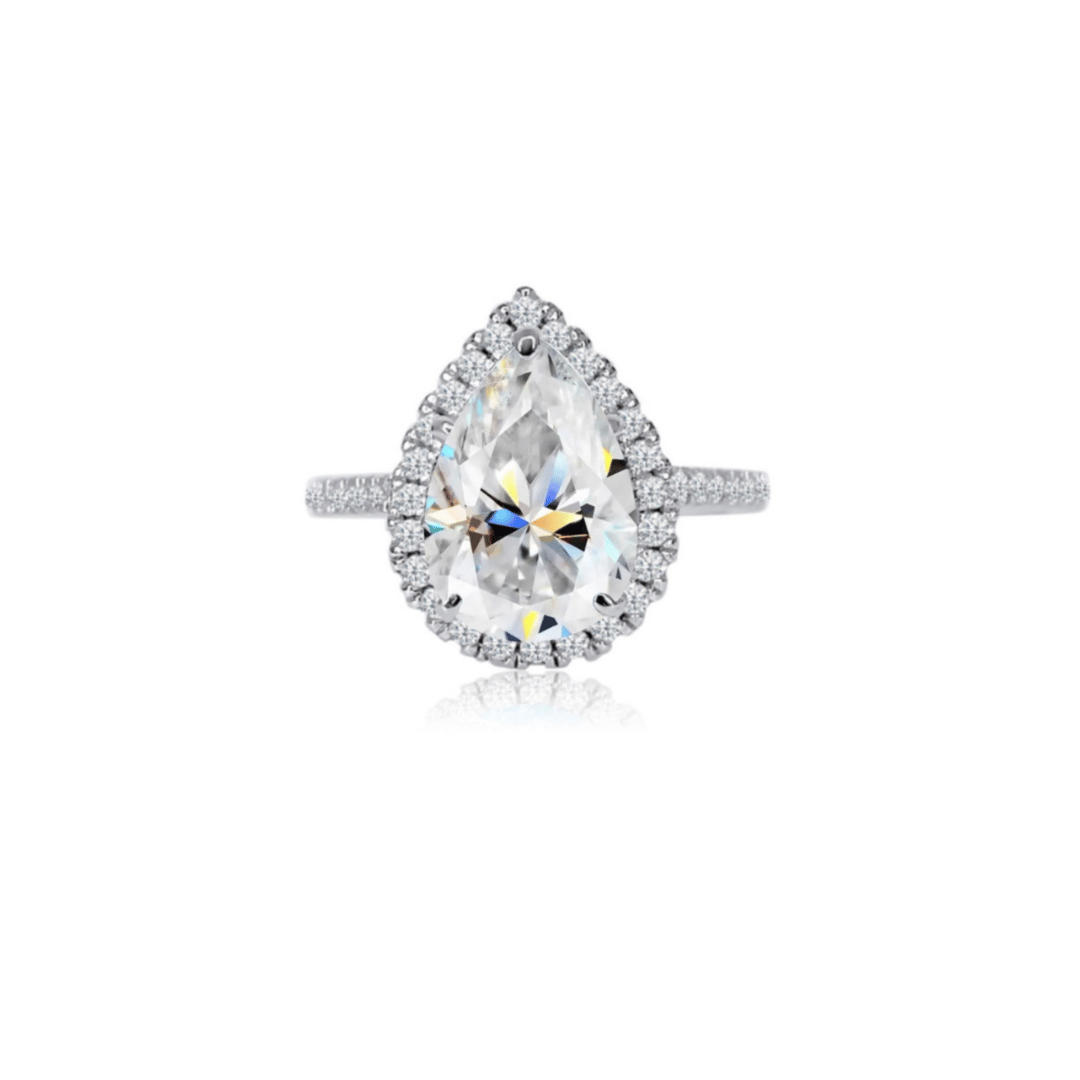 2.0ct Pear Cut Moissanite Diamond Engagement Ring